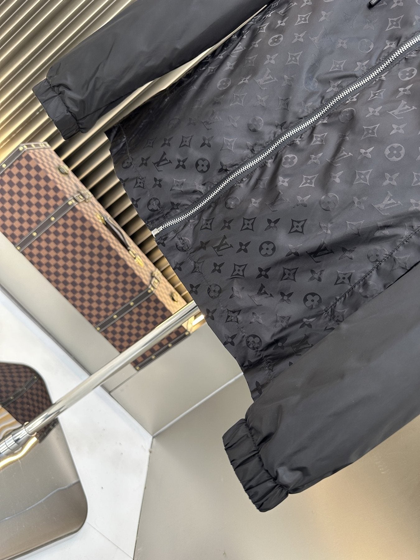 LV Tonal Monogram Hooded Windbreaker — fabric_closeup