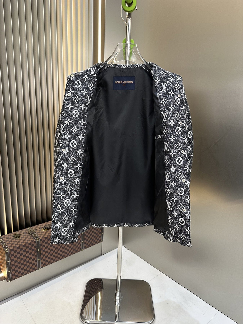 LV All-Over Monogram Button-Front Jacket — detail