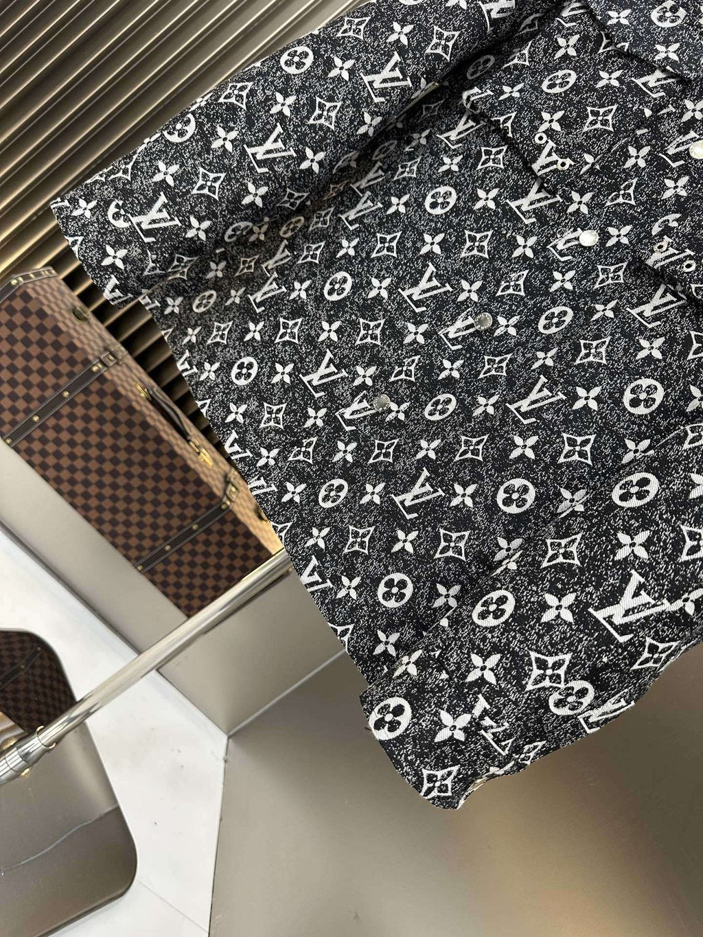 LV All-Over Monogram Button-Front Jacket — detail