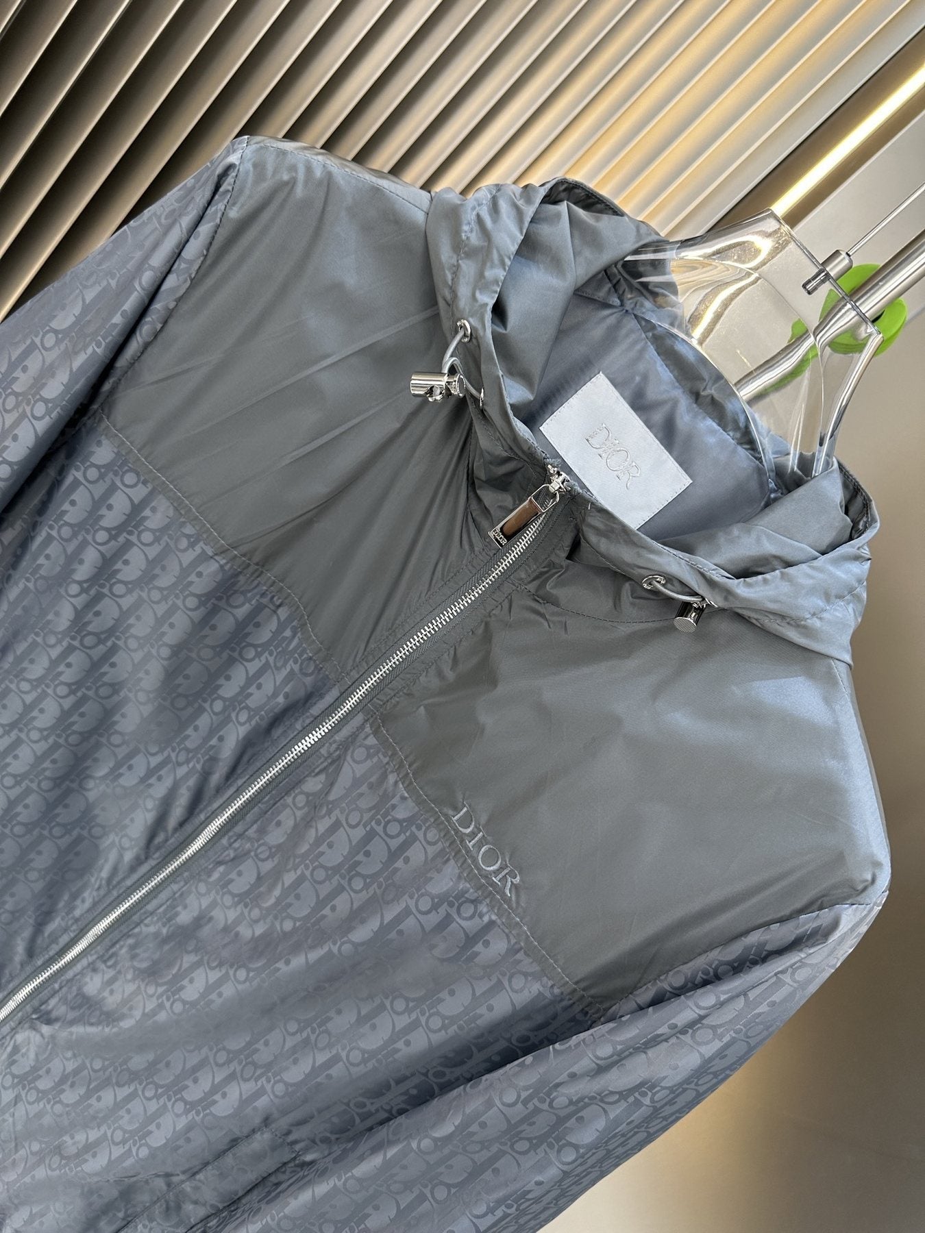 Dior Hooded Two-Tone Windbreaker — hang_tag