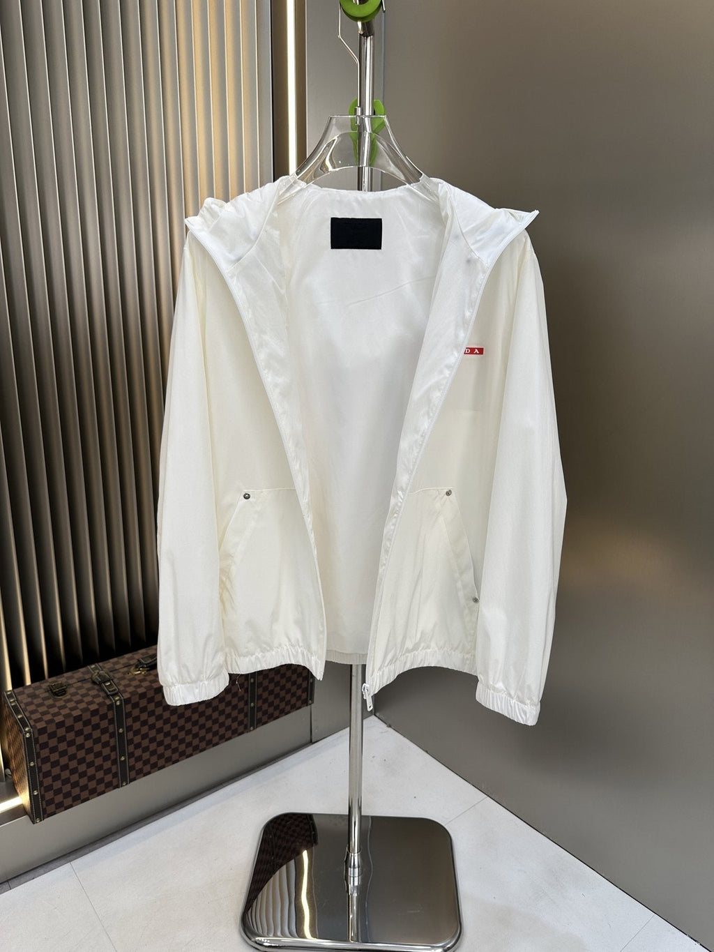 Prada Hooded Zip-Front Jacket — front