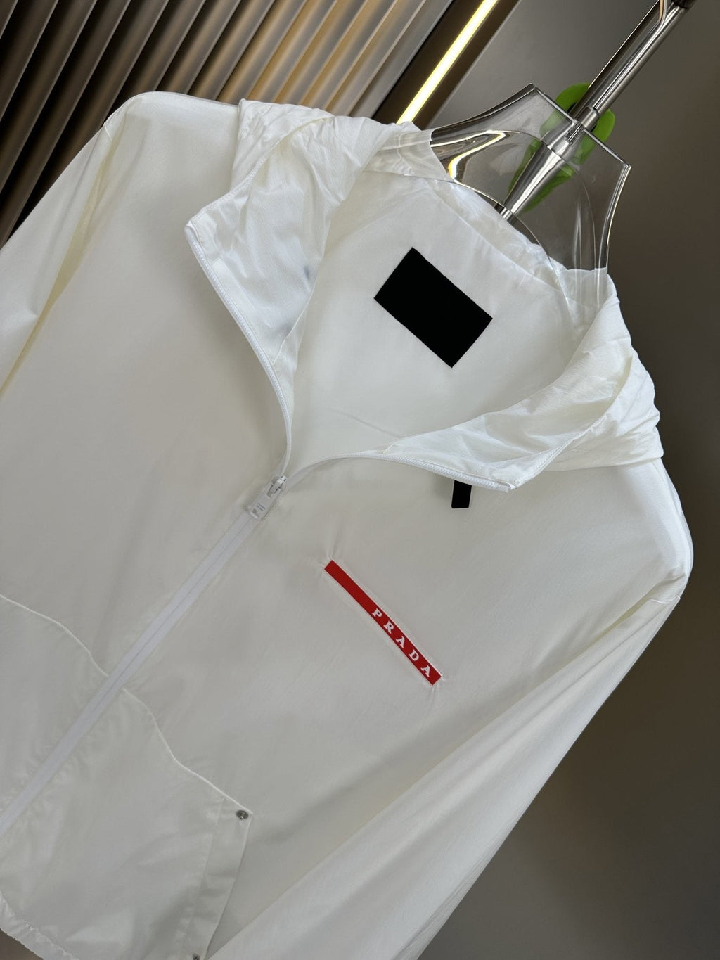 Prada Hooded Zip-Front Jacket — neck_label
