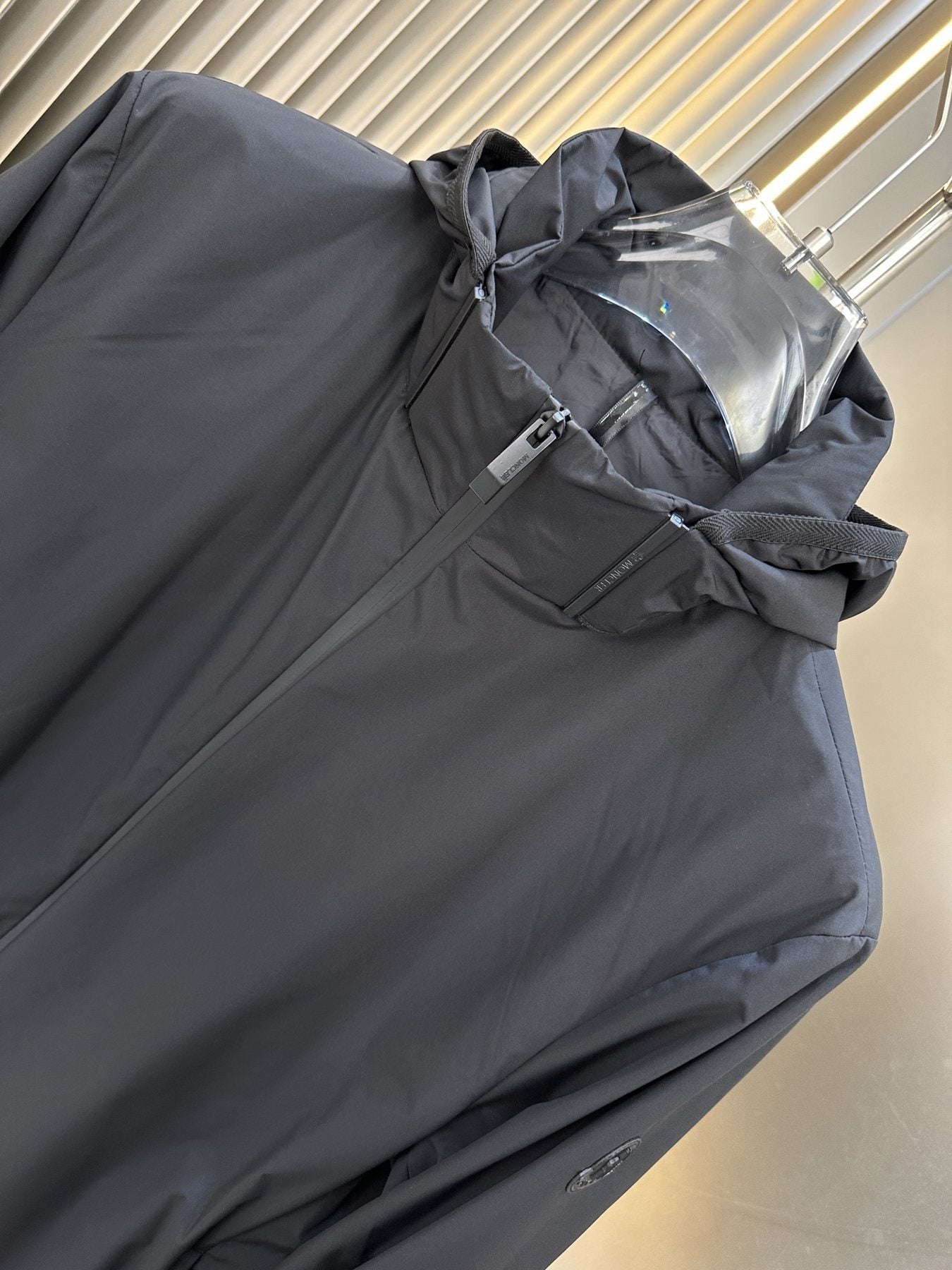 Moncler Hooded Zip-Front Windbreaker — detail