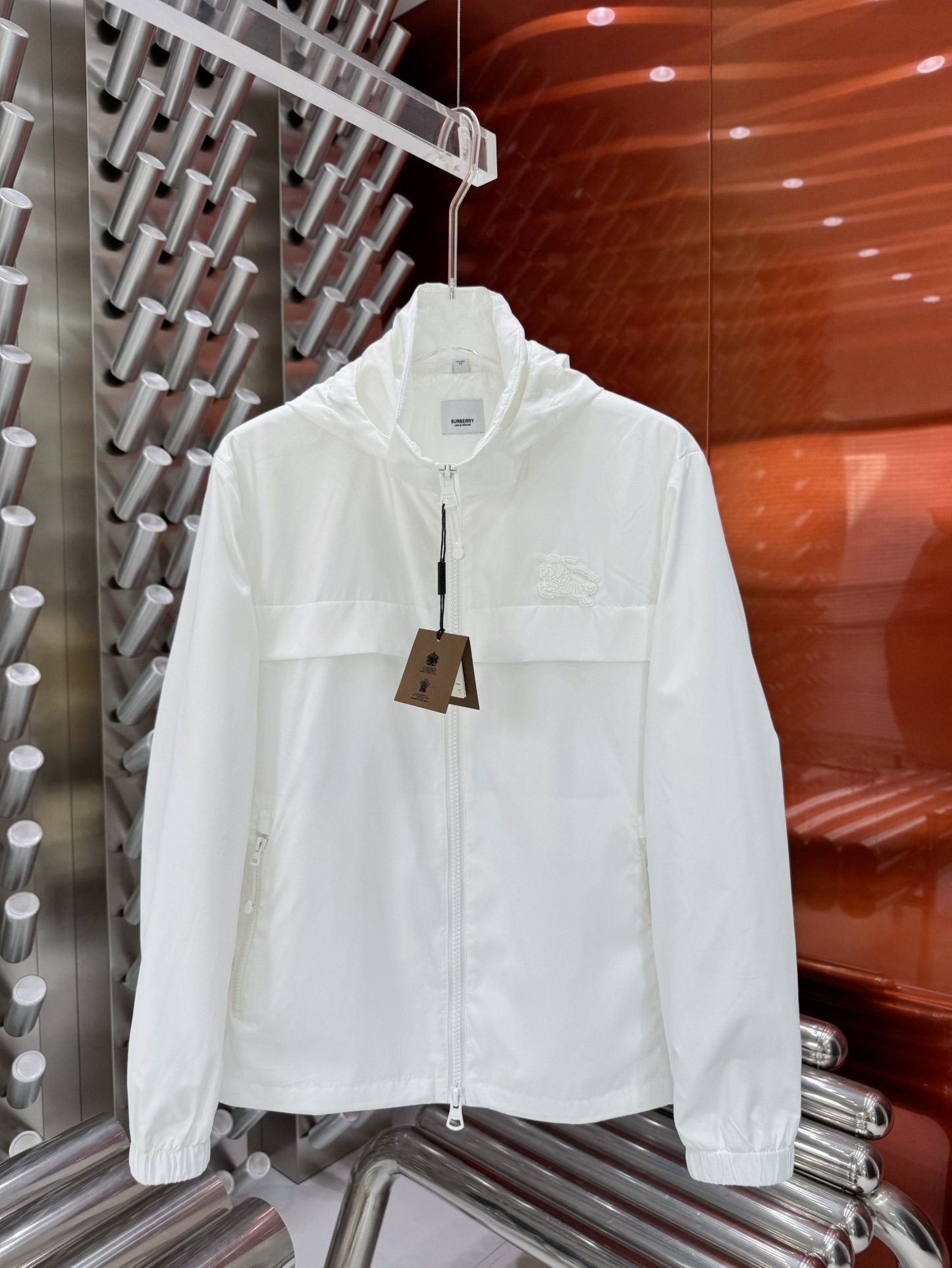 Burberry Logo-Panel Hooded Windbreaker Jacket — front