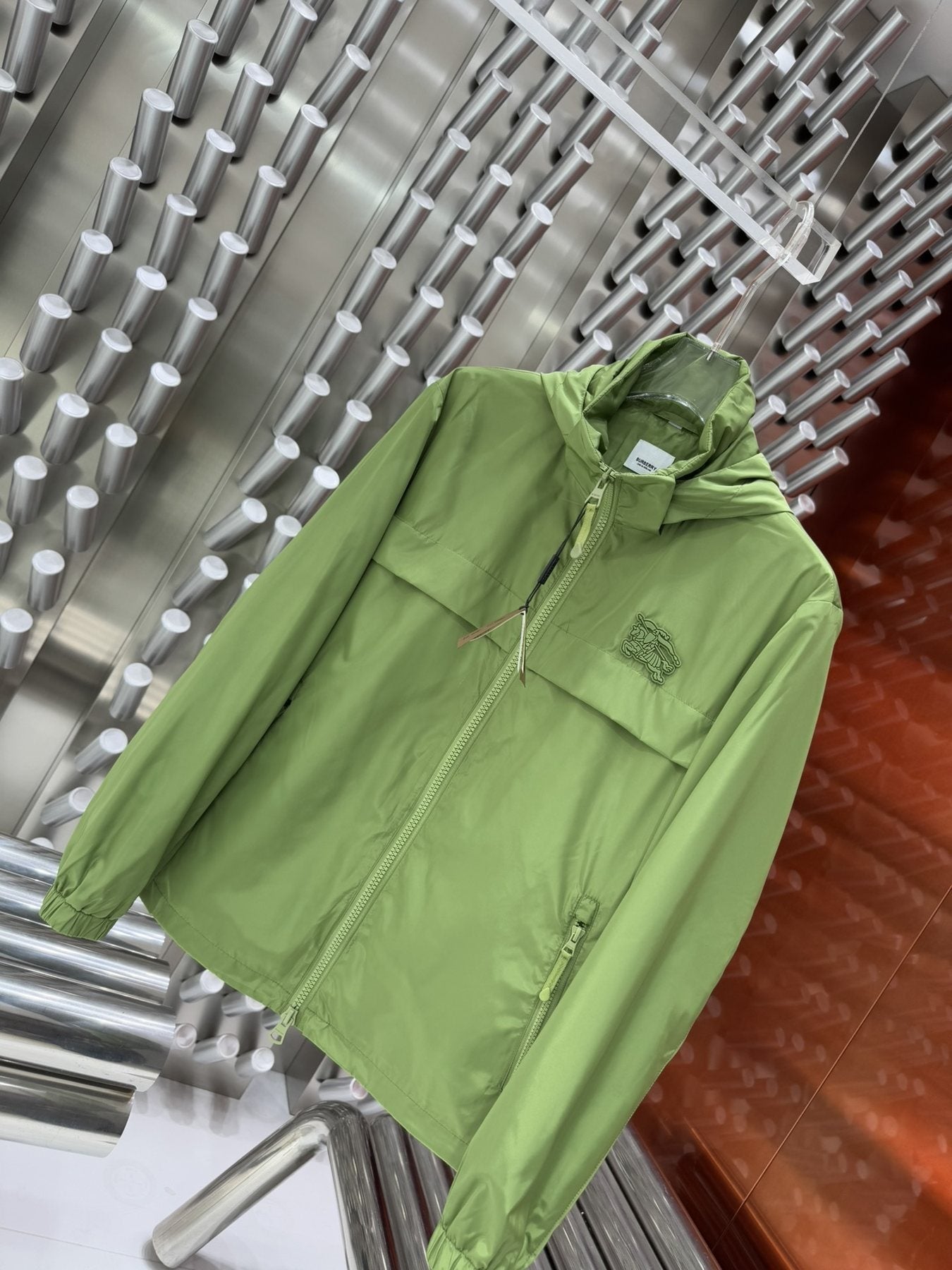 Burberry Logo-Panel Hooded Windbreaker Jacket — detail