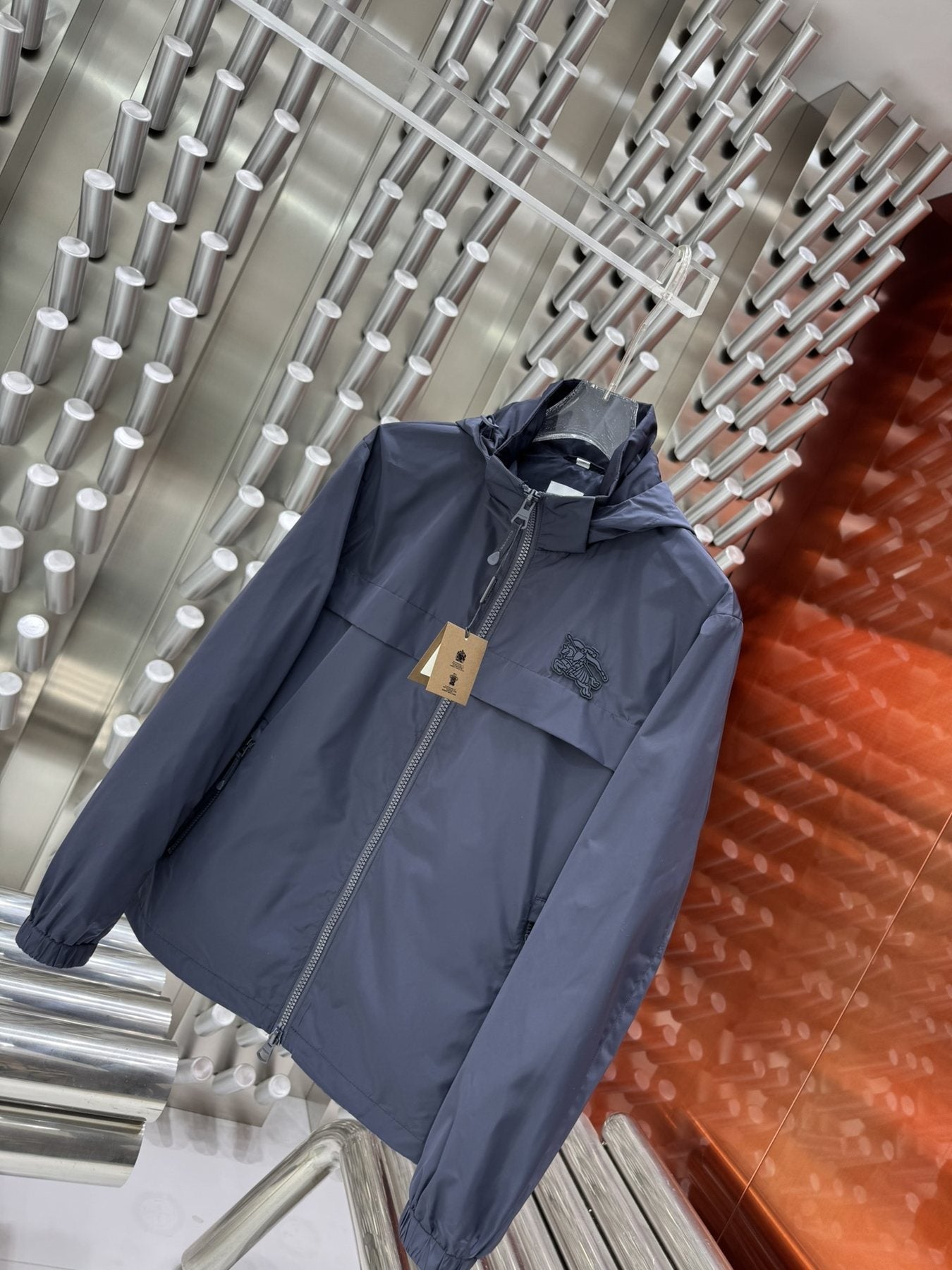 Burberry Logo-Panel Hooded Windbreaker Jacket — detail