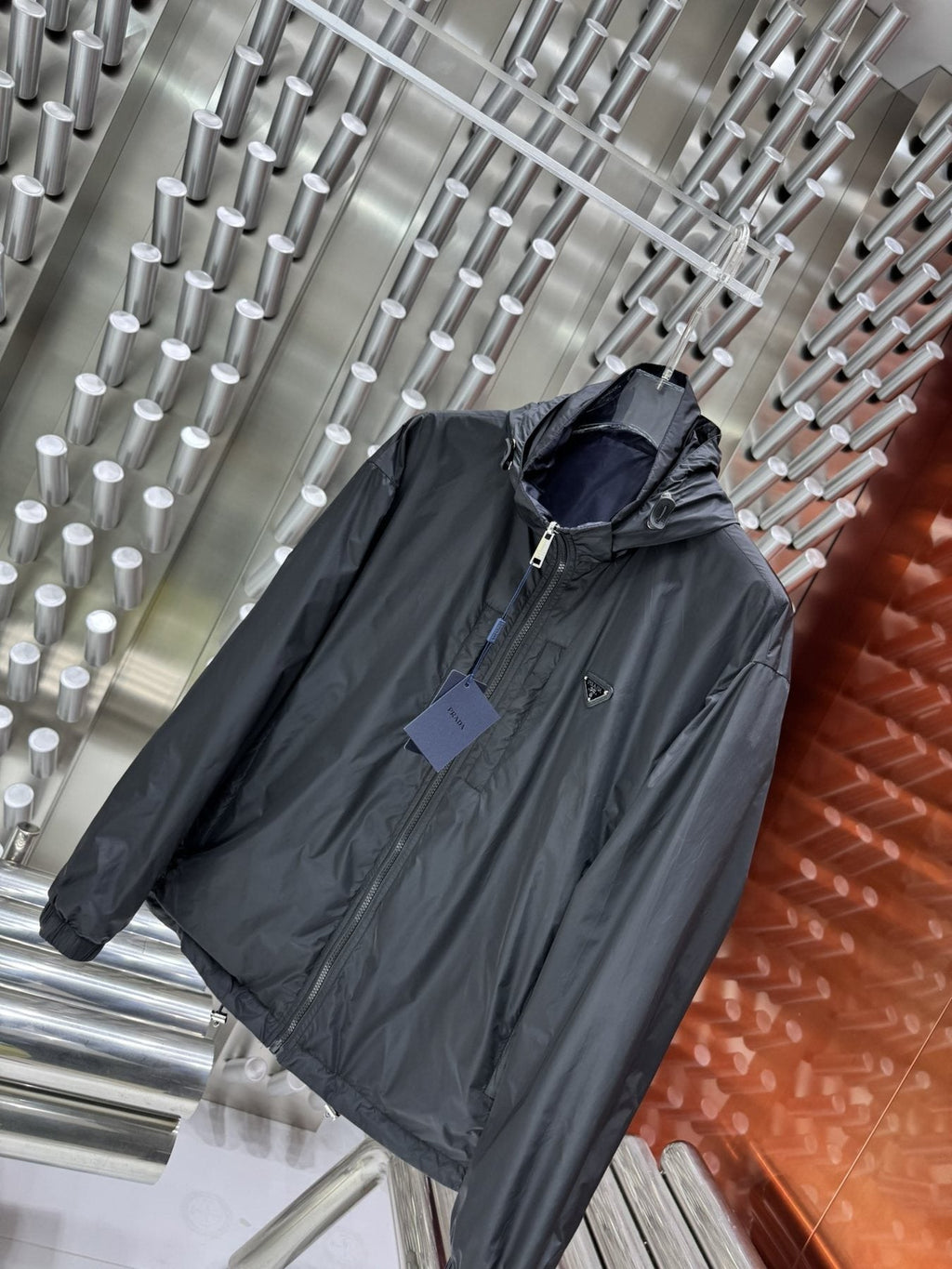 Burberry Triangular-Badge Hooded Windbreaker Jacket — detail