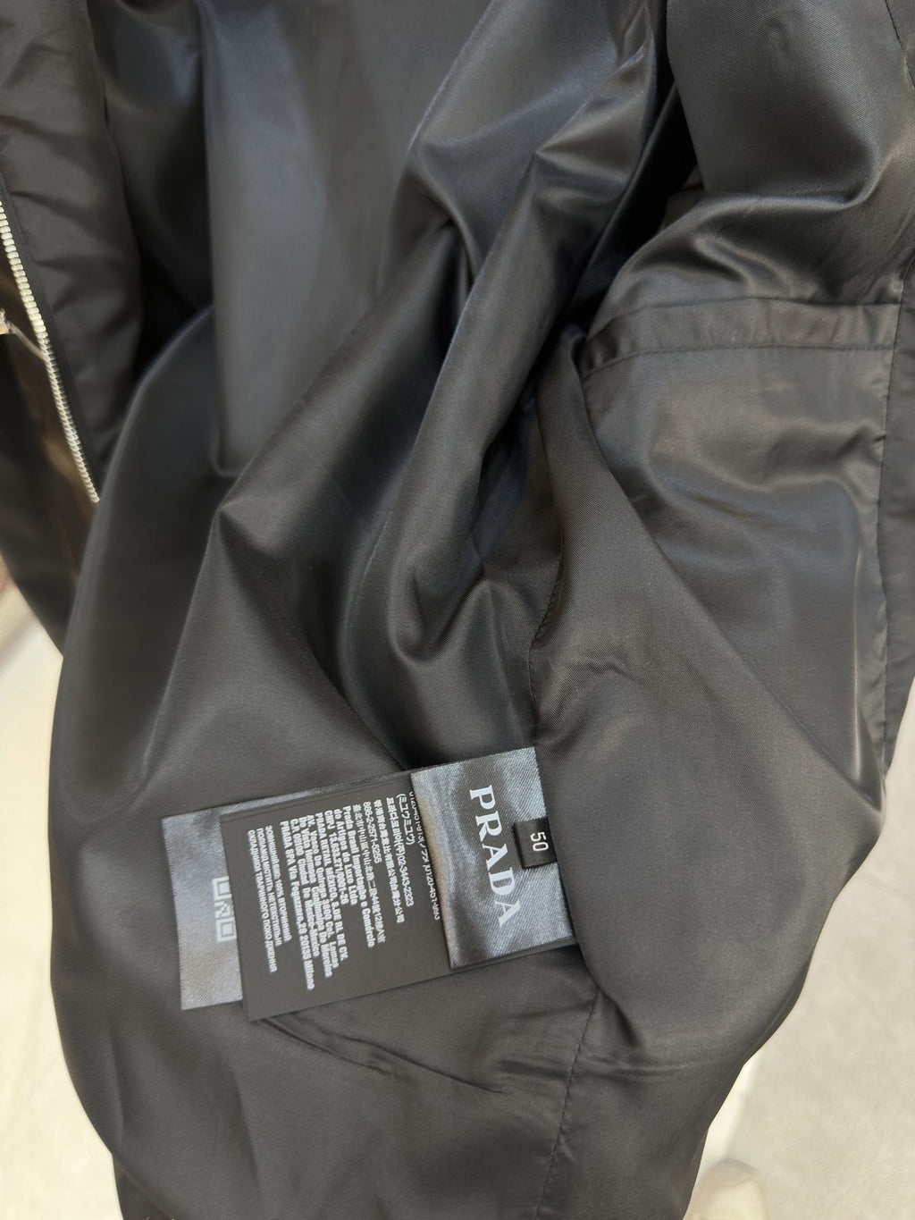 Prada Zip-Front Collared Jacket — neck_label