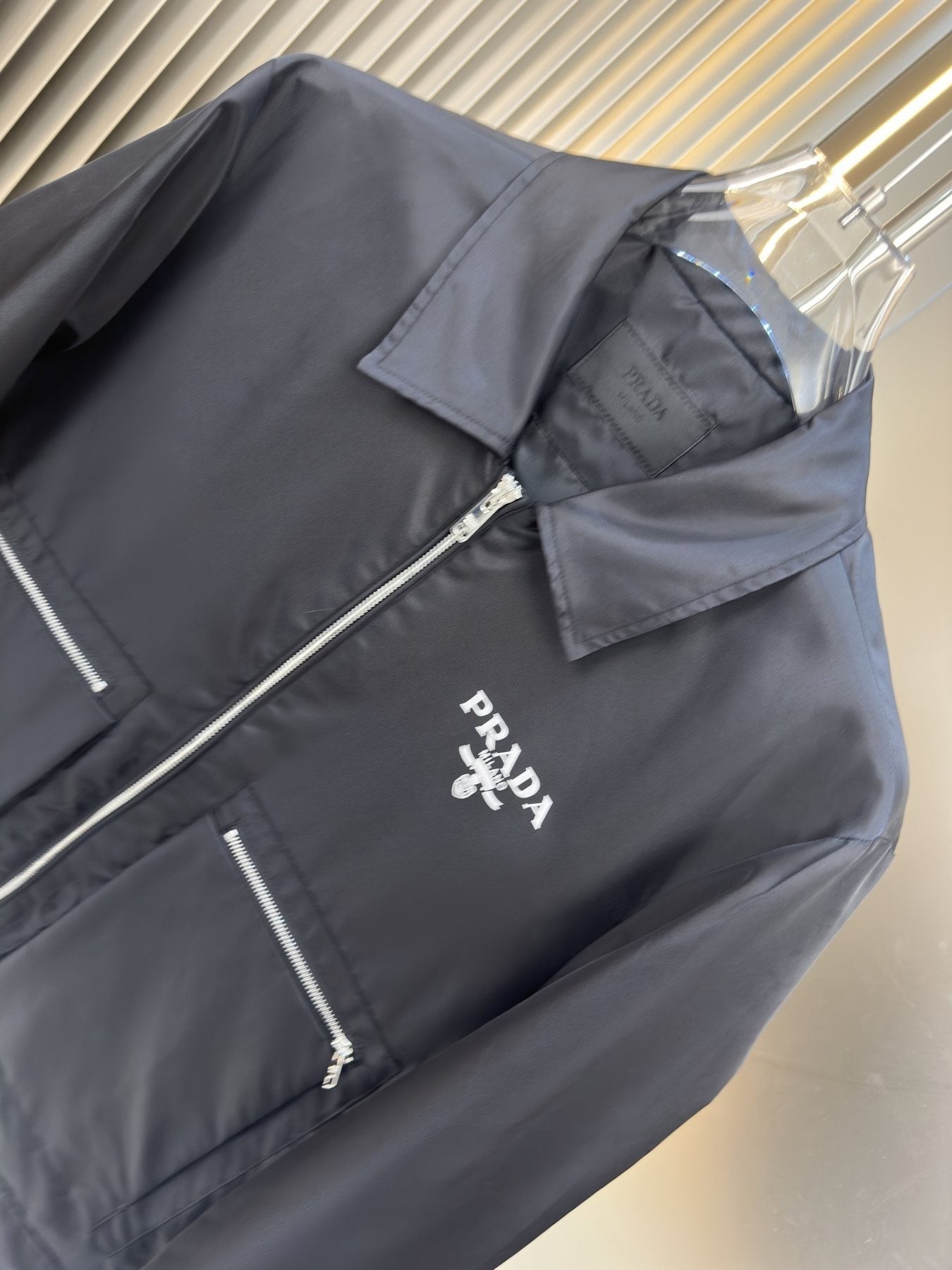 Prada Zip-Front Collared Jacket — detail