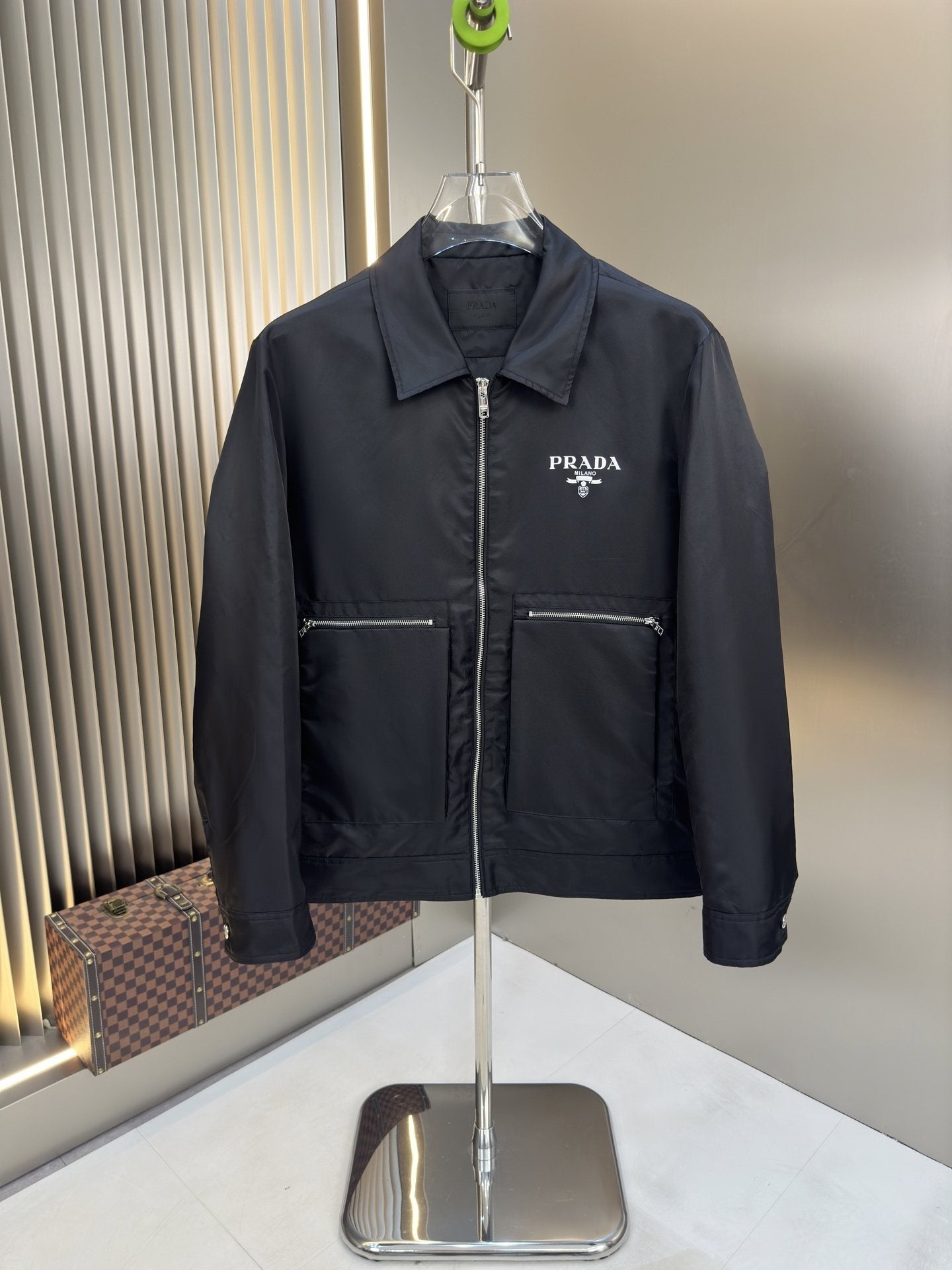 Prada Zip-Front Collared Jacket — hero