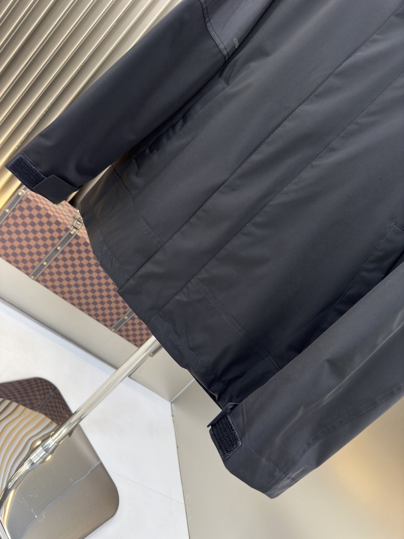 Moncler Hooded Tonal-Panel Zip Jacket — detail