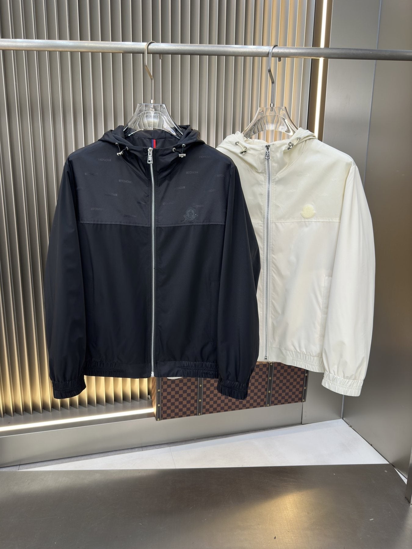 Moncler Hooded Contrast Panel Zip Jacket — comparison