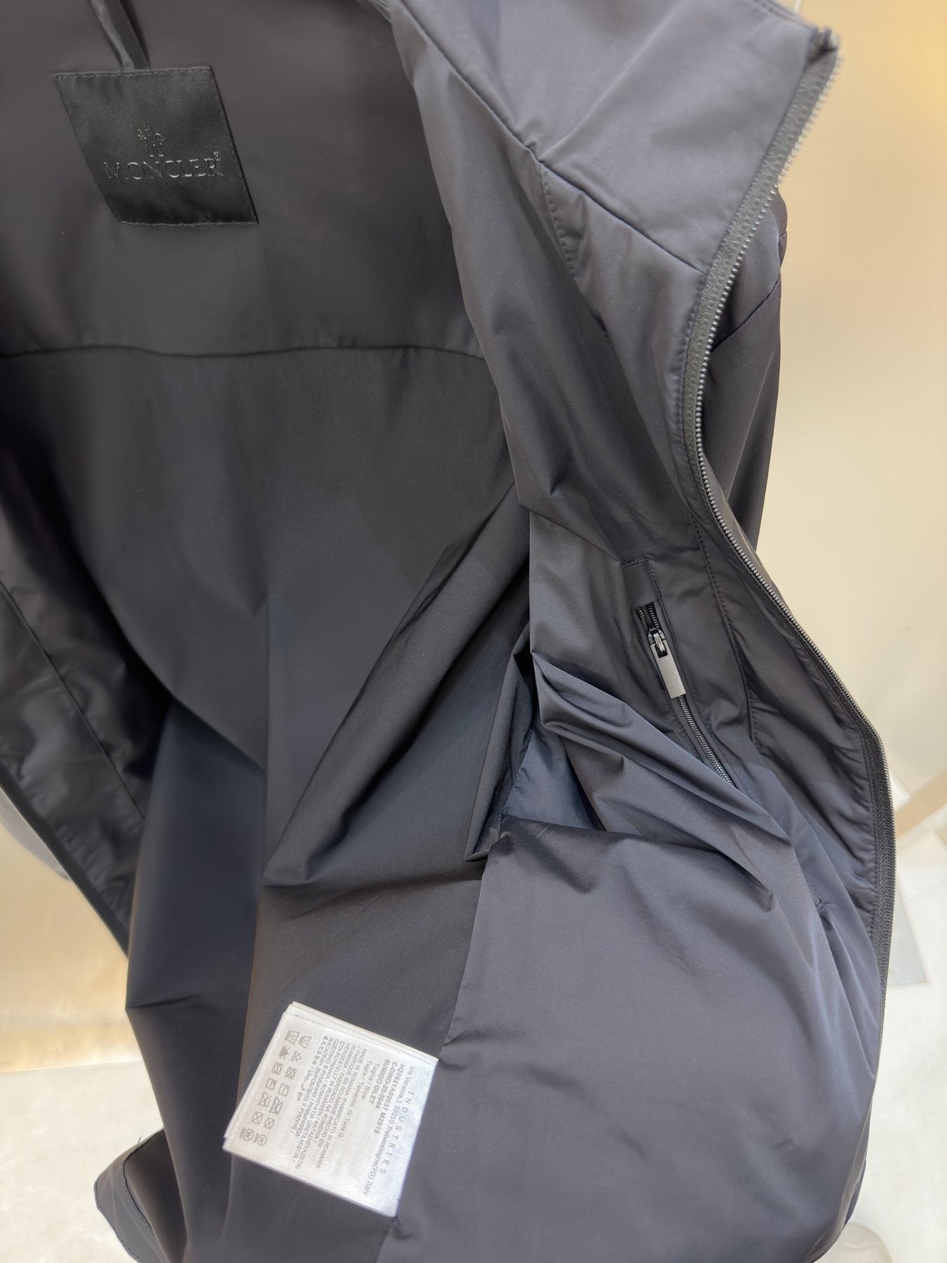 Moncler Stand Collar Full-Zip Jacket — neck_label