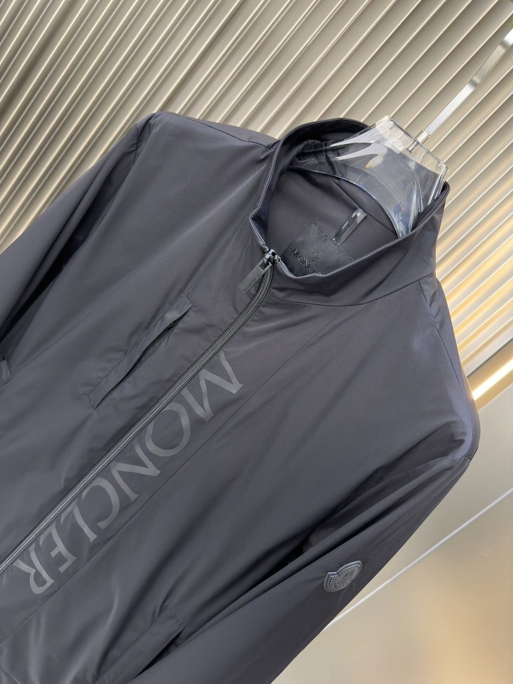 Moncler Stand Collar Full-Zip Jacket — detail