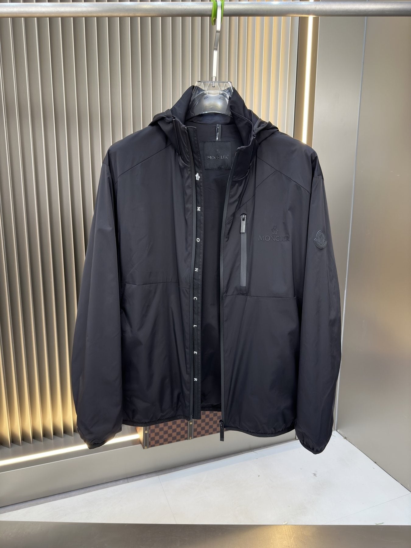 Moncler Hooded Zip Jacket with Chest Pocket — front