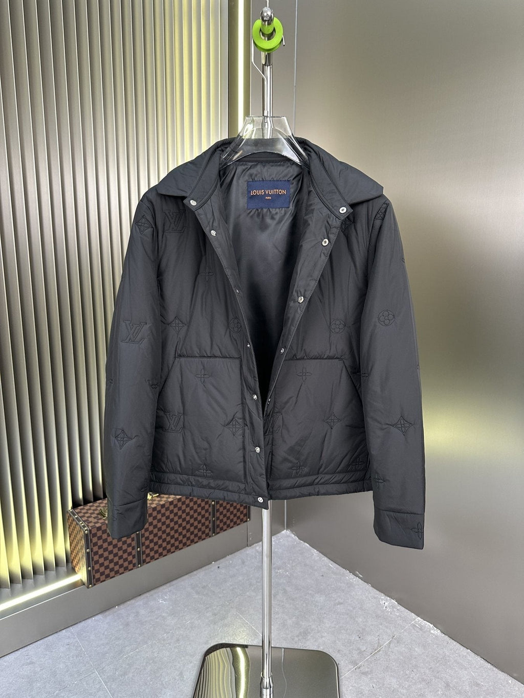 LV Tonal Monogram Quilted Puffer Coat — detail
