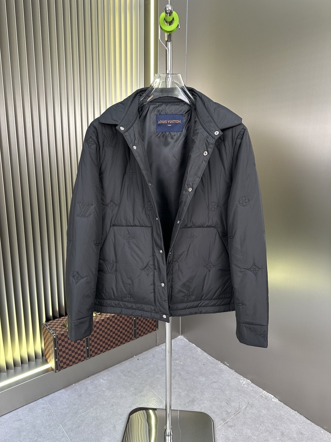 LV Tonal Monogram Quilted Puffer Coat — detail