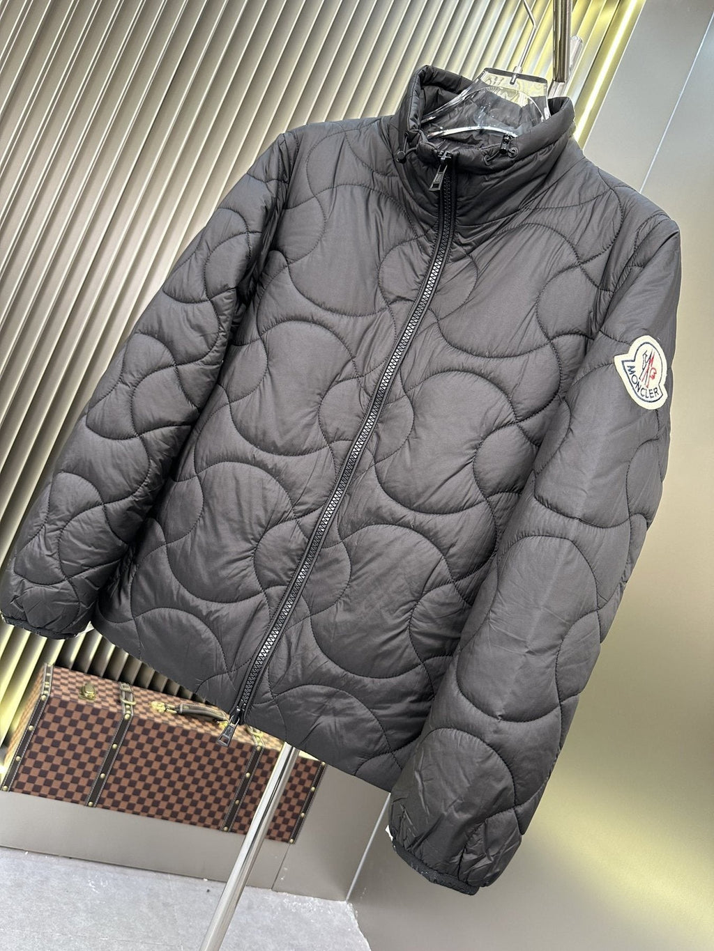 Moncler Black Quilted Puffer Coat — front