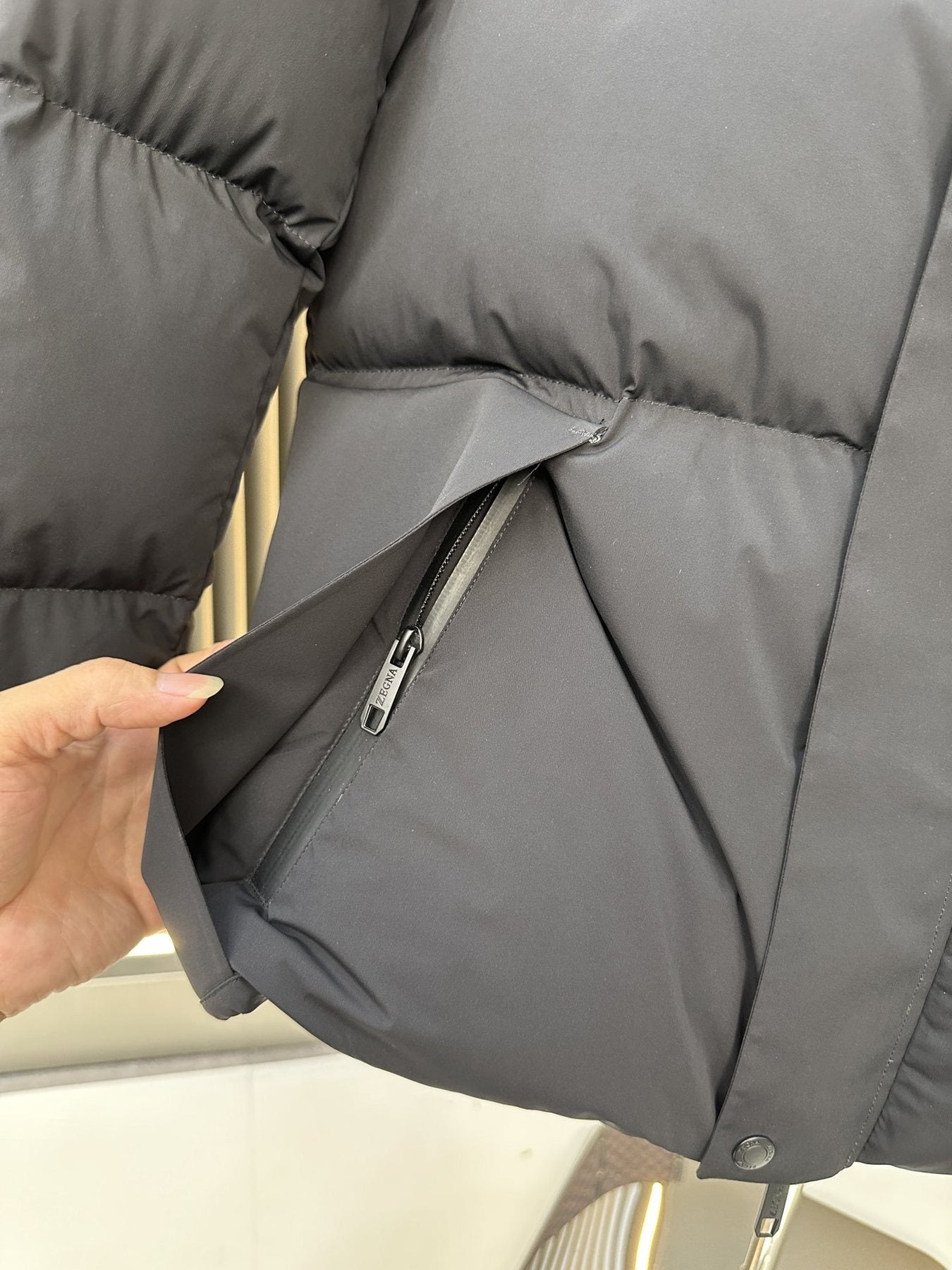 Zegna Hooded Quilted Puffer Coat — detail