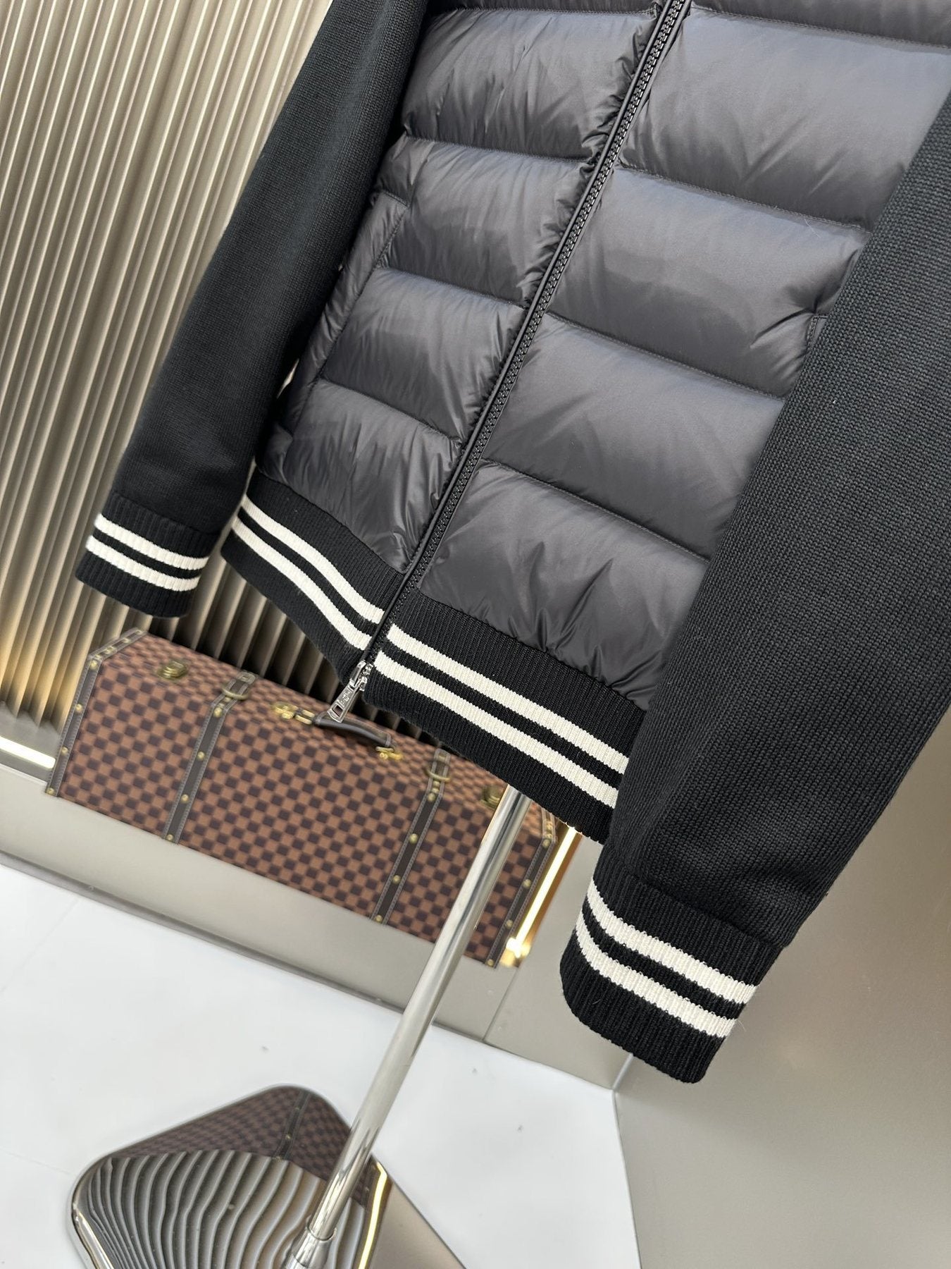 Moncler Sweater Sleeve Down Jacket — fabric_closeup