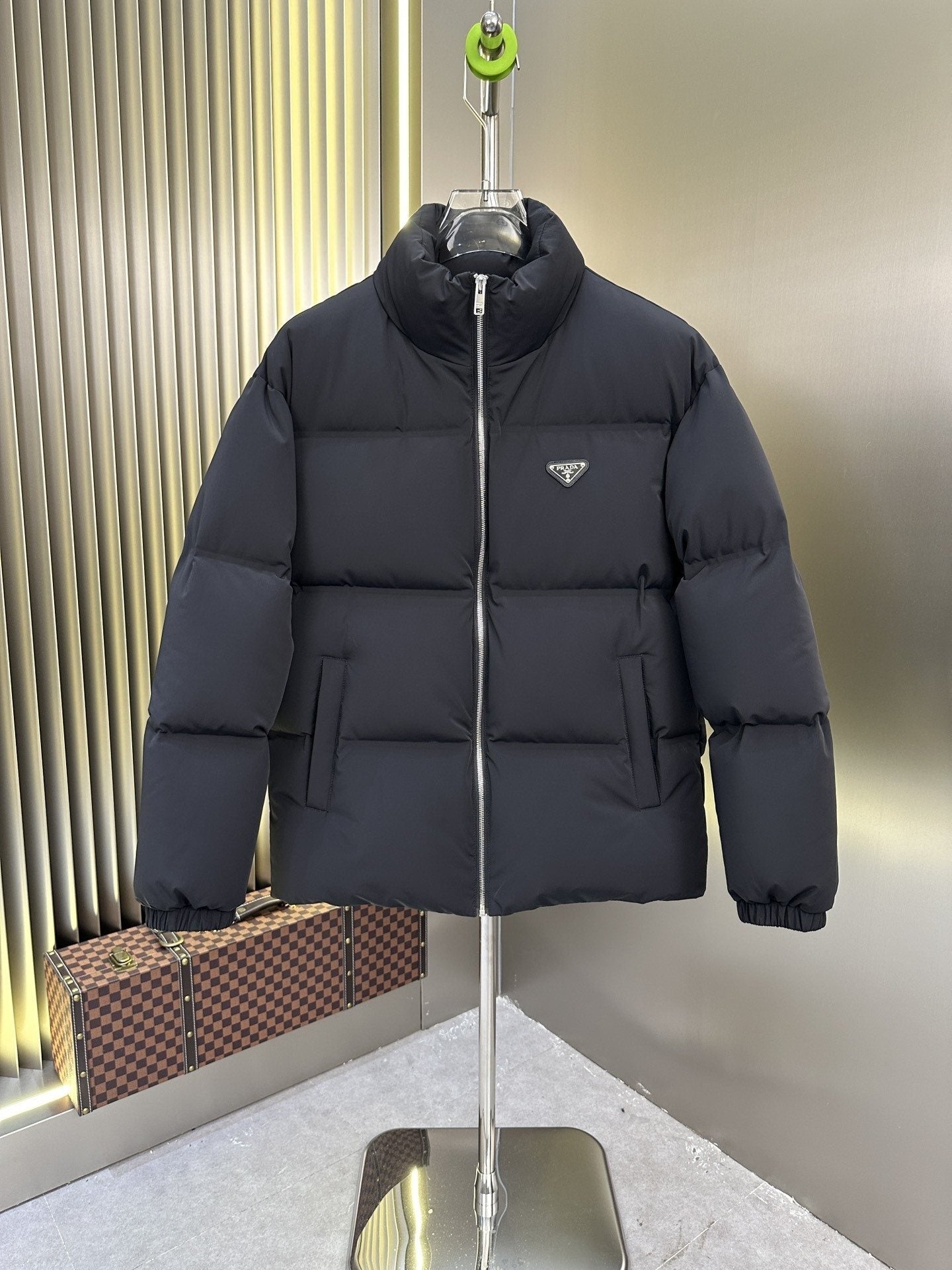 Prada Quilted Triangle-Badge Puffer Jacket — hero