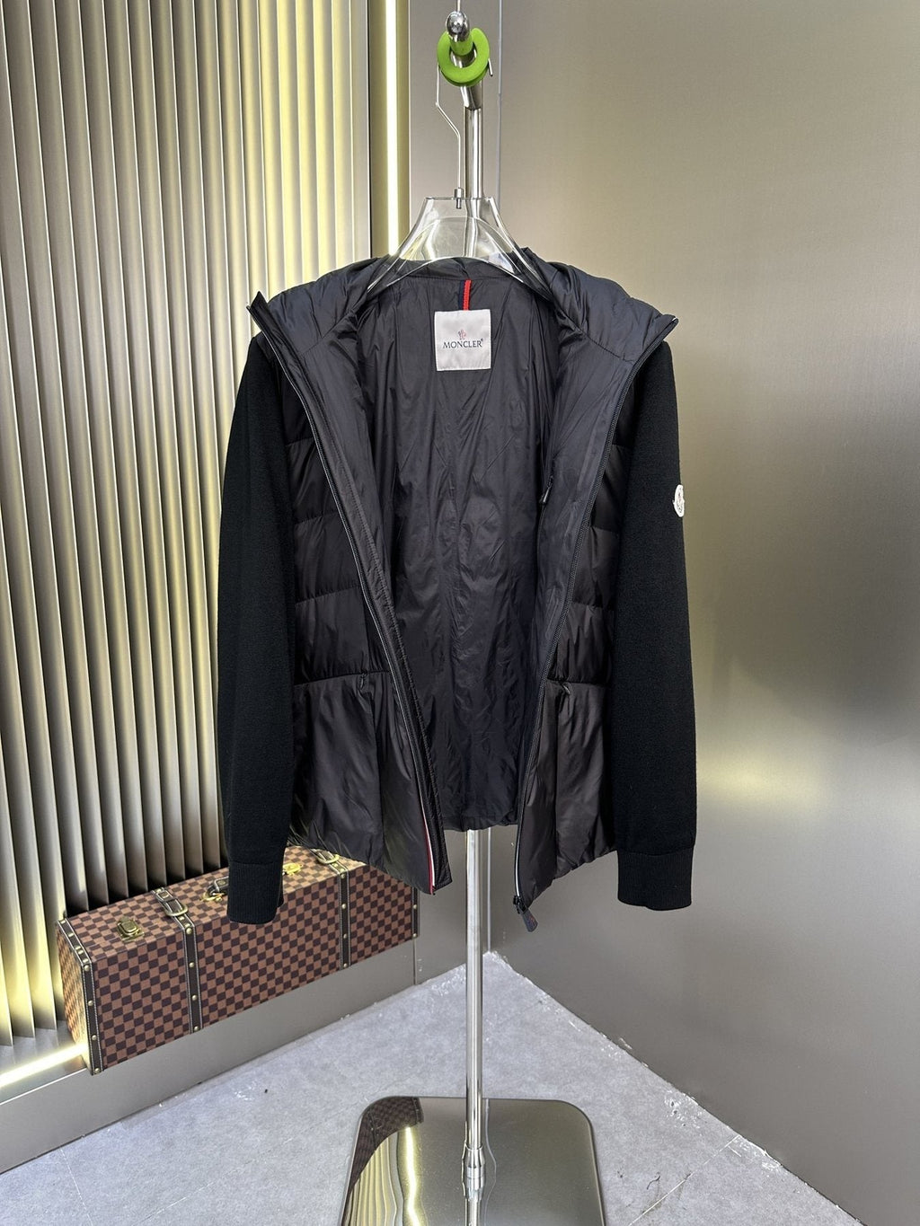 Moncler Black Quilted Hybrid Jacket — front