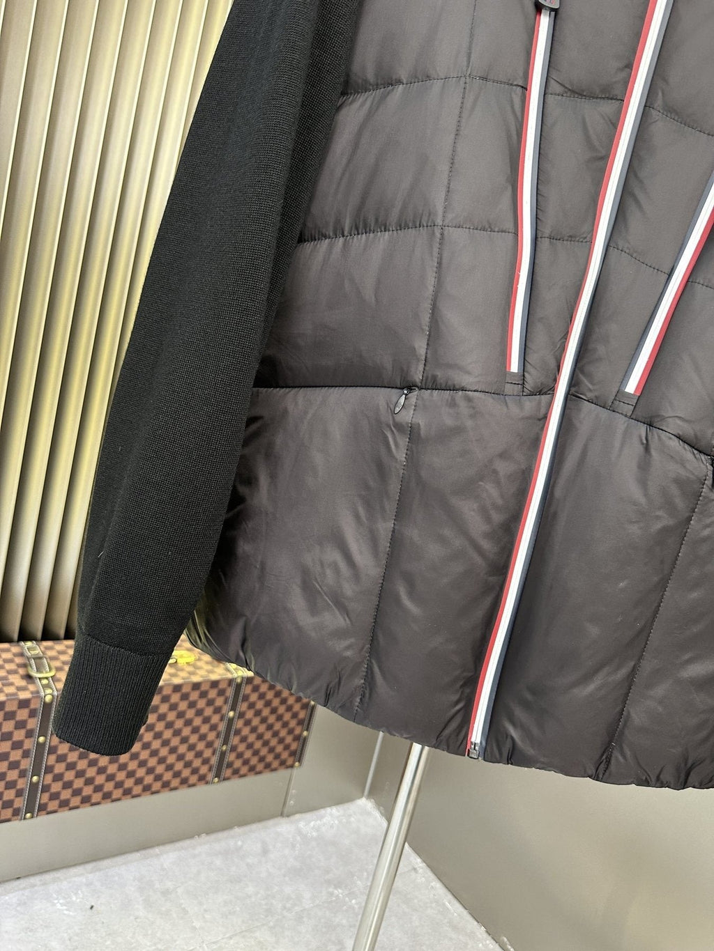 Moncler Black Quilted Hybrid Jacket — detail