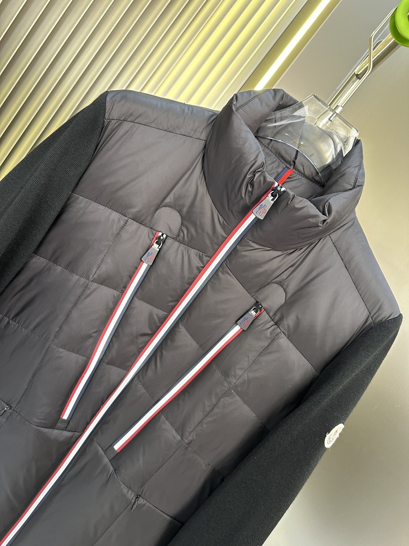 Moncler Black Quilted Hybrid Jacket — detail