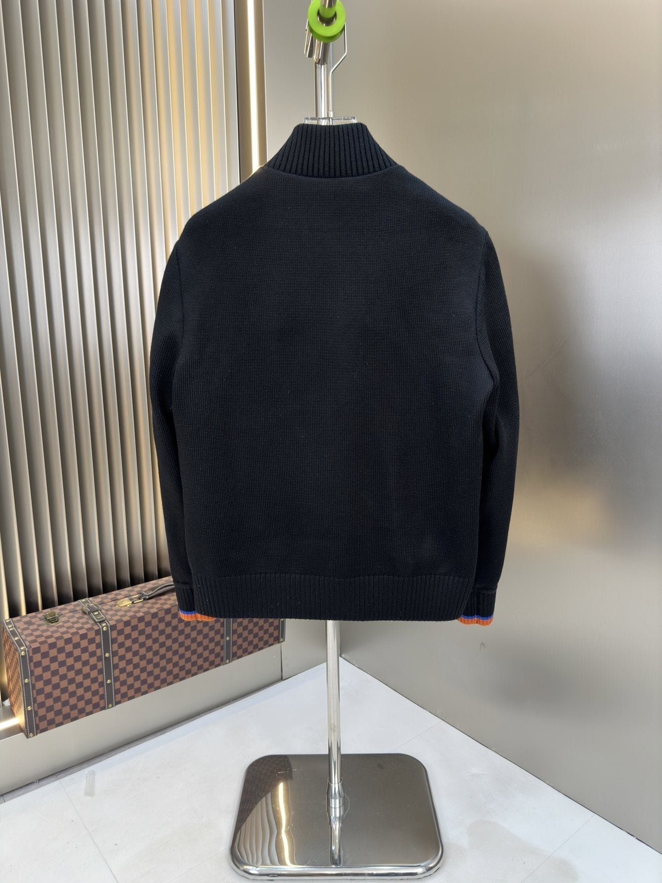 Moncler Quilted Knit-Sleeve Zip Jacket — back