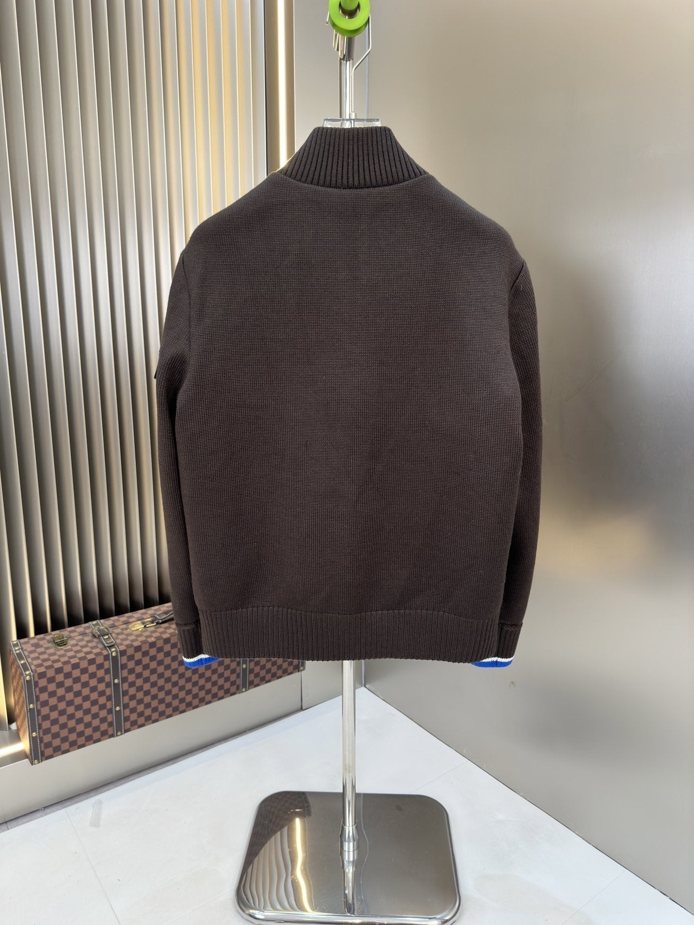 Moncler Quilted Knit-Sleeve Zip Jacket — back