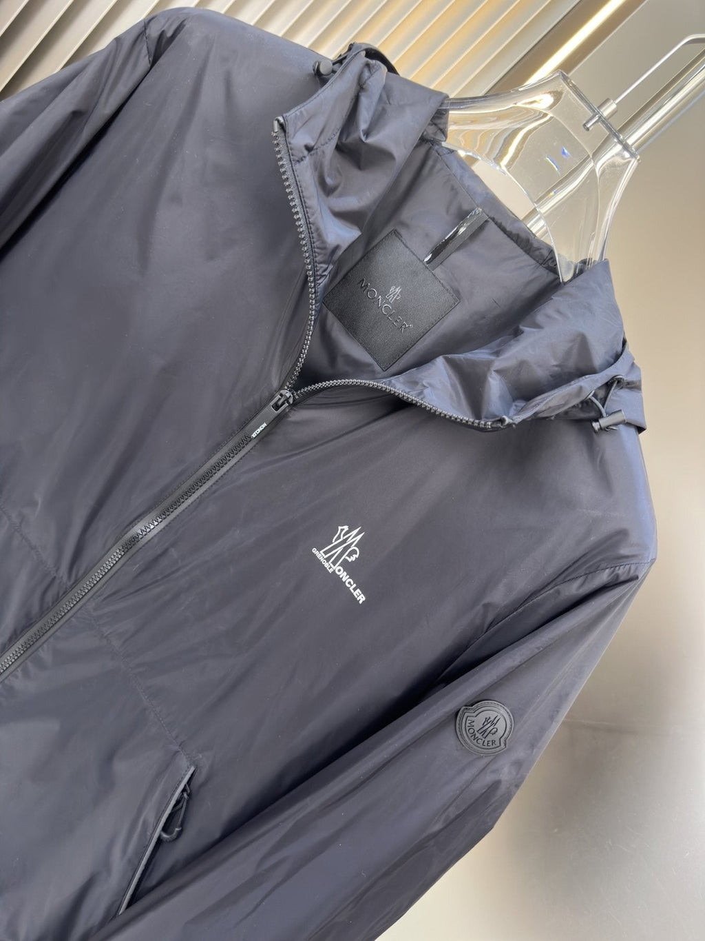 Moncler Hooded Zip-Front Jacket — detail