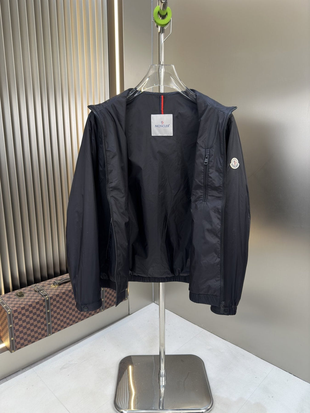 Moncler Lightweight Stand-Collar Zip Jacket — detail