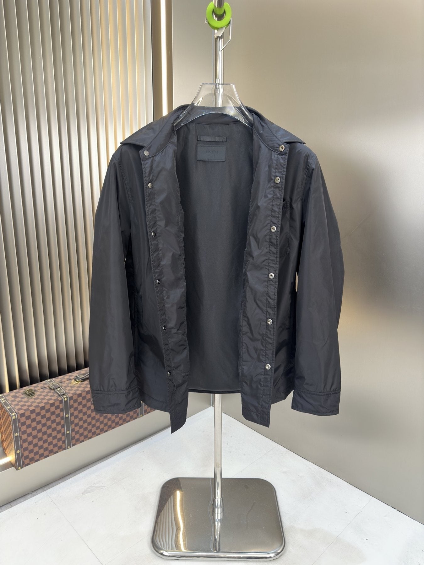 Prada Snap-Front Collared Jacket — detail