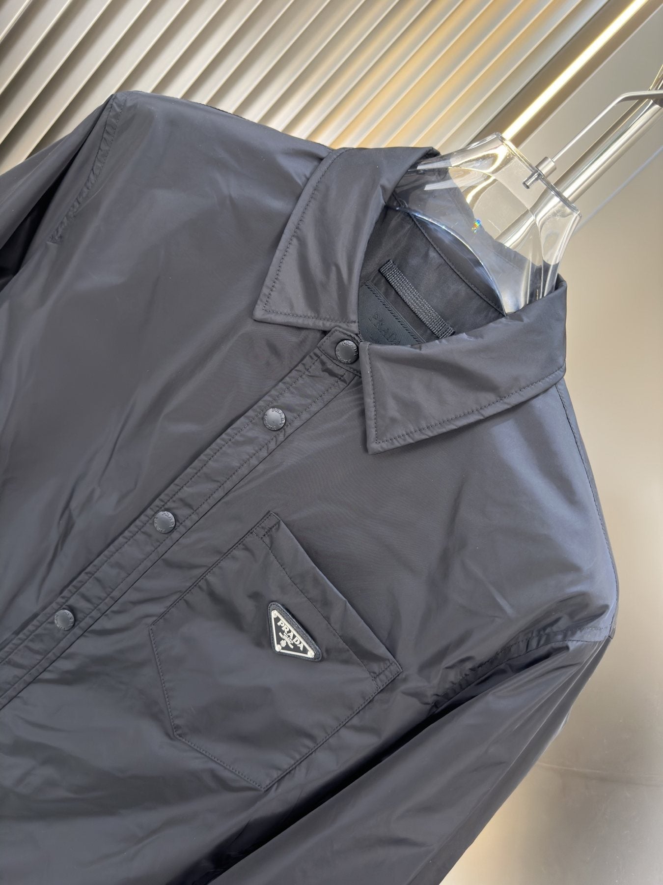 Prada Snap-Front Collared Jacket — detail