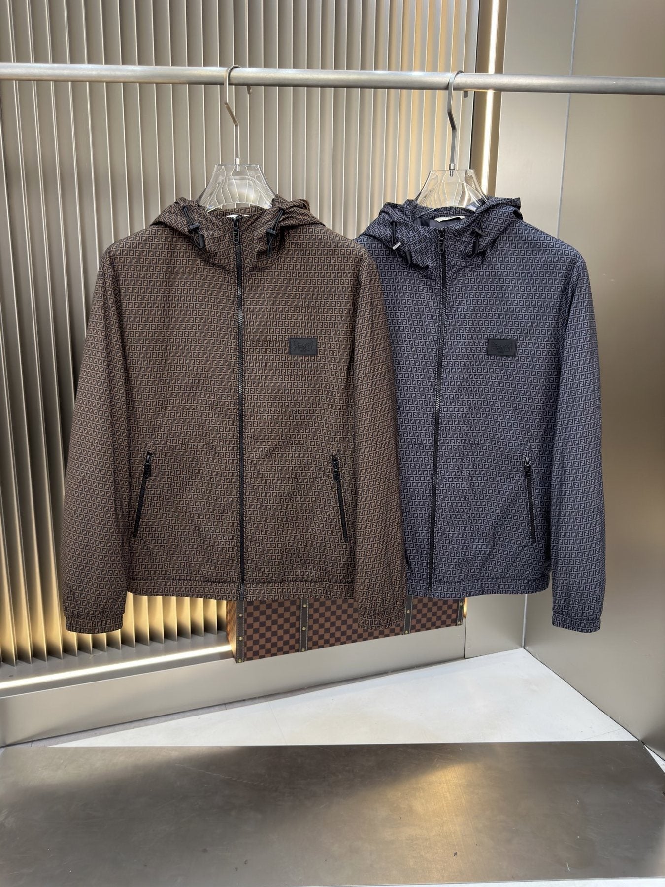 Fendi Micro-Pattern Hooded Zip Jacket — comparison