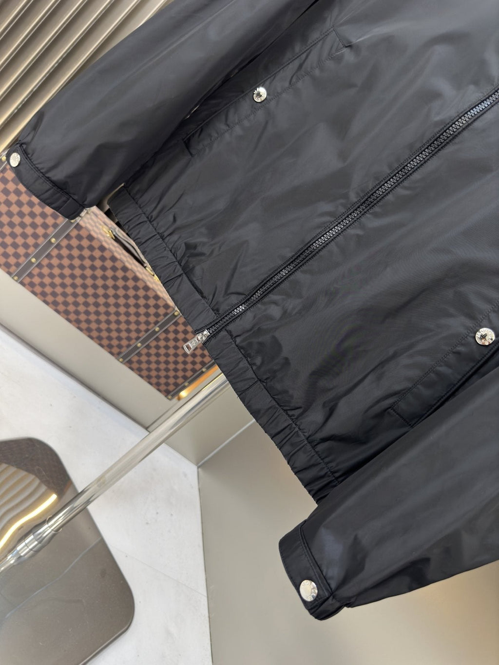 Moncler Hooded Zip-Front Jacket — fabric_closeup
