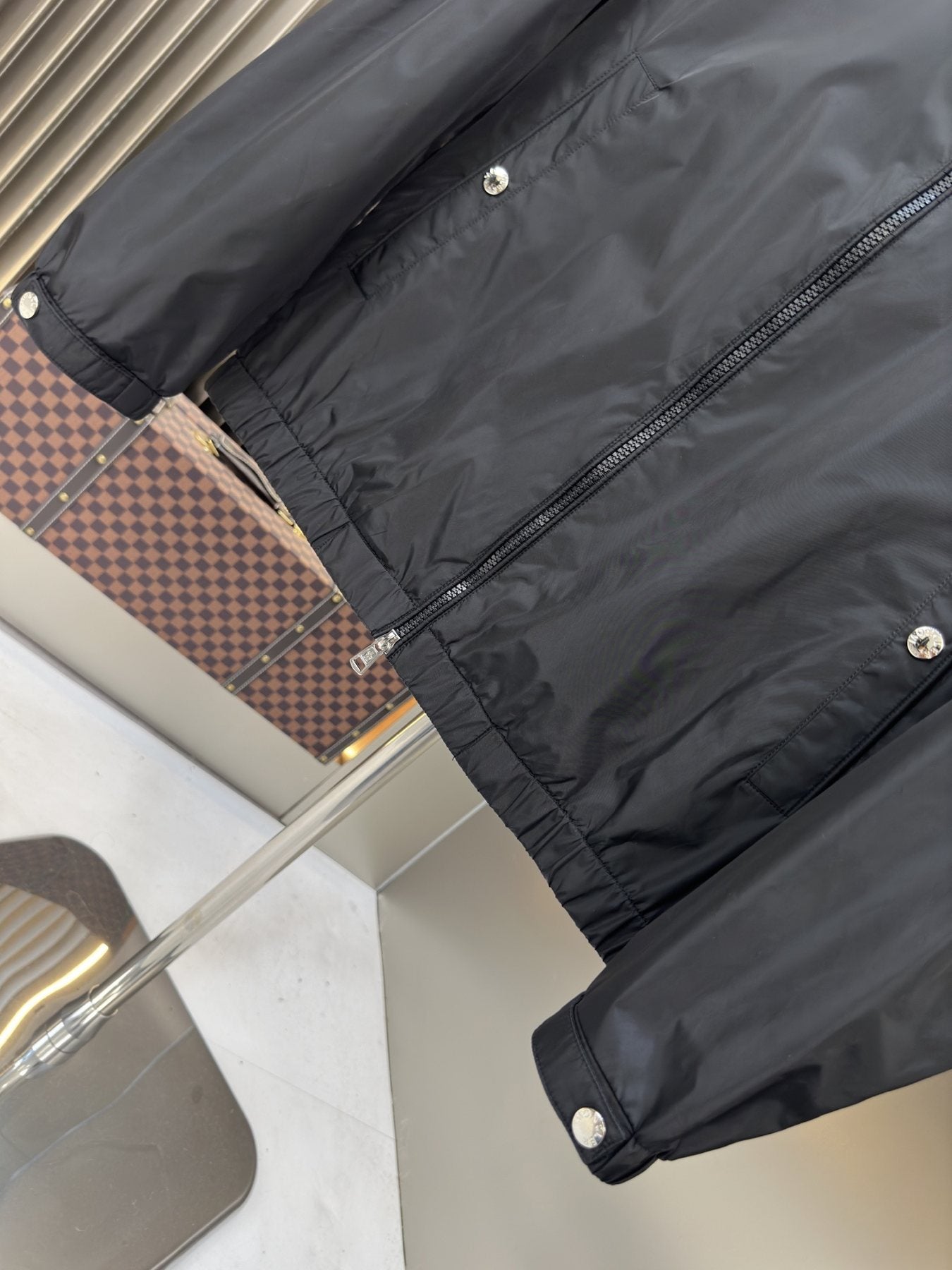 Moncler Hooded Zip-Front Jacket — fabric_closeup