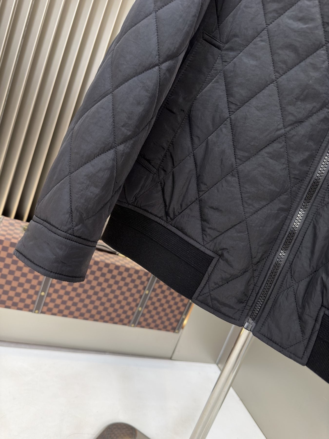 Burberry Diamond-Quilted Check-Lined Jacket — detail