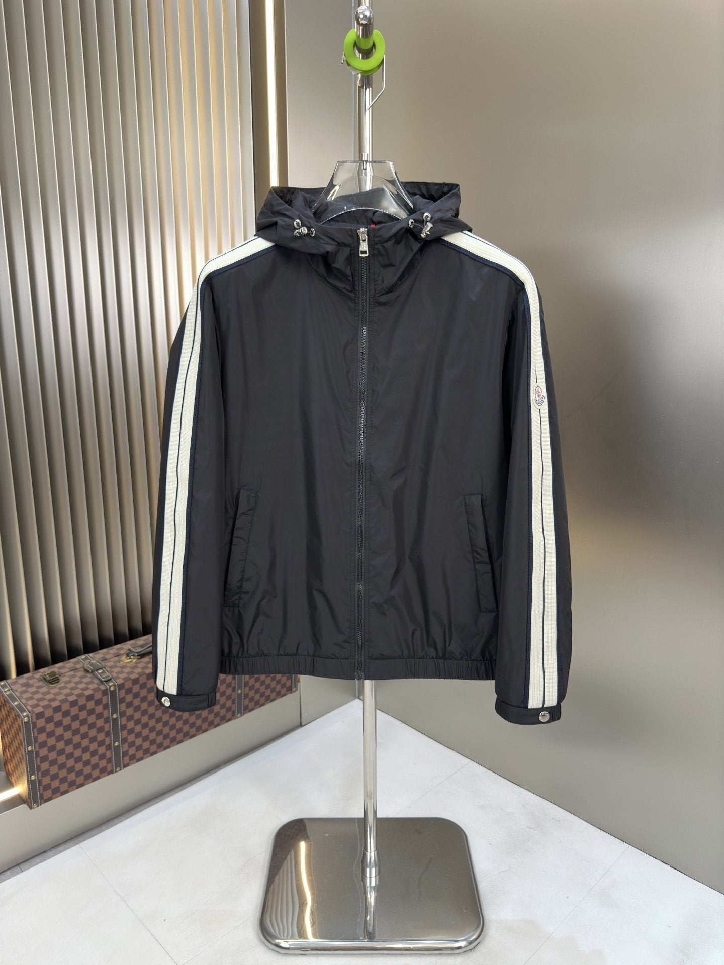 Moncler Contrast Sleeve Stripe Hooded Jacket — hero