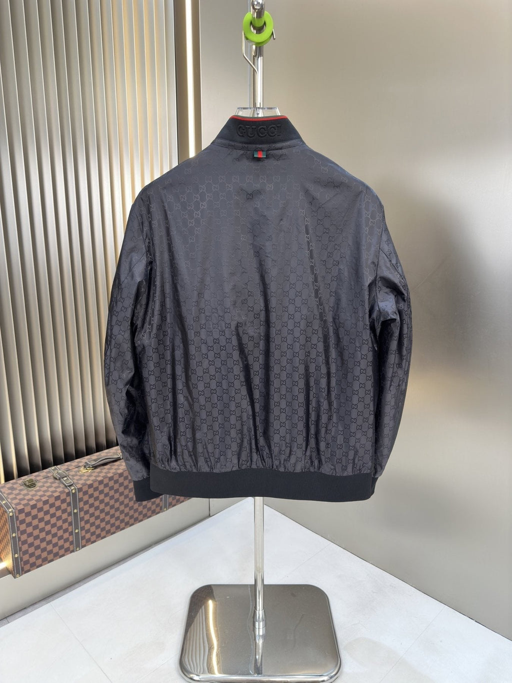 Gucci Tonal Monogram Zip-Front Bomber Jacket — back
