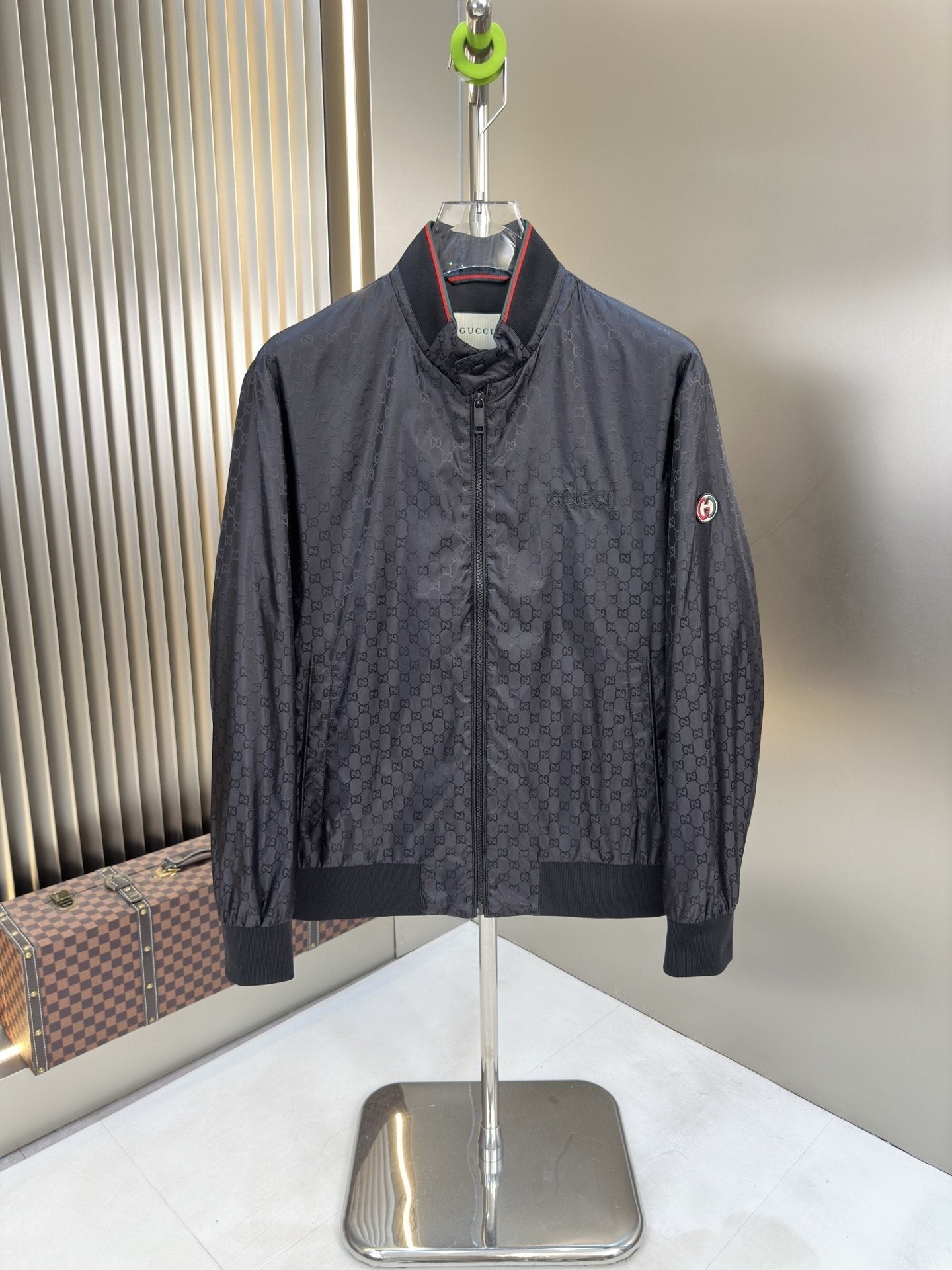Gucci Tonal Monogram Zip-Front Bomber Jacket — hero