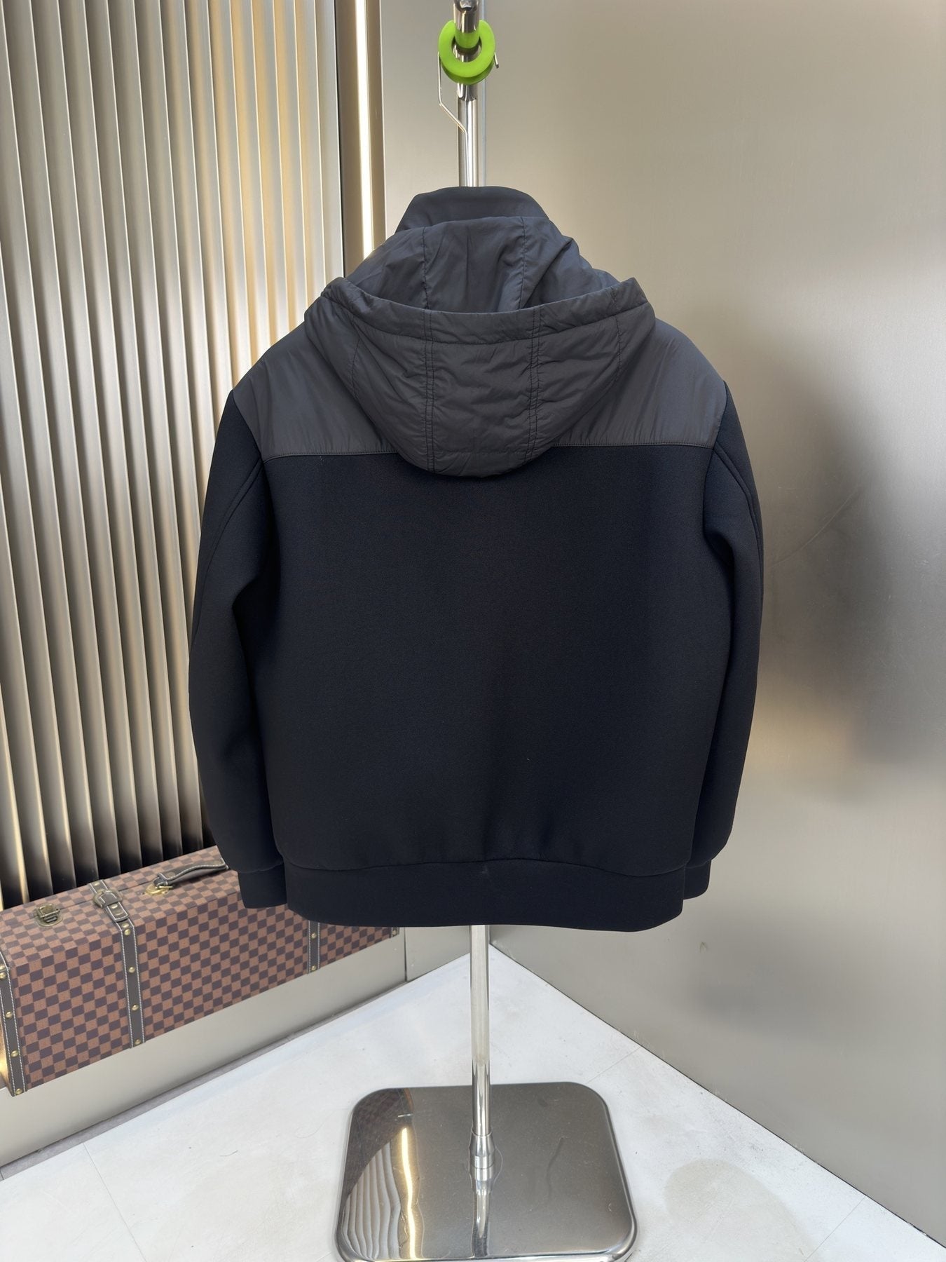 Prada Hooded Contrast-Panel Jacket — back