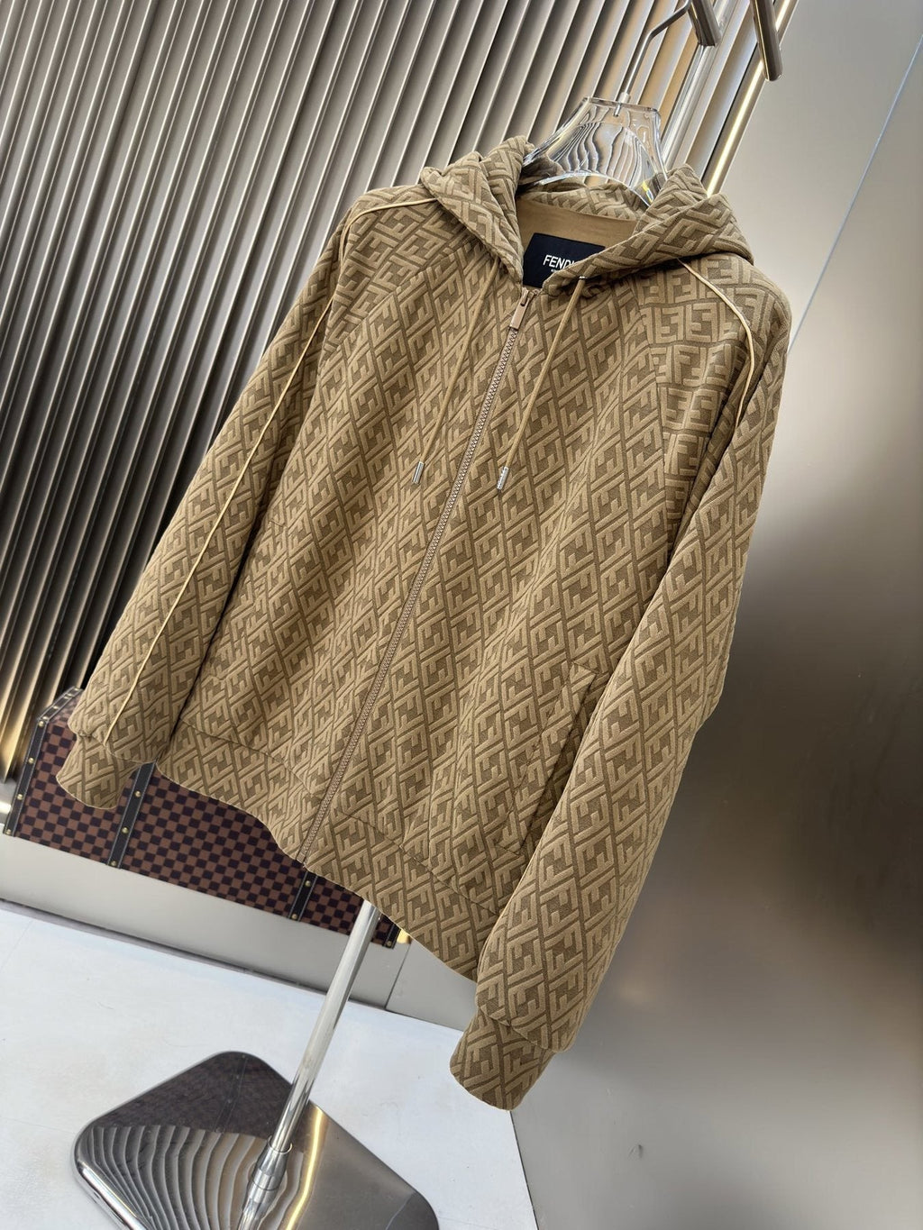Fendi All-Over Monogram Full-Zip Hoodie — front