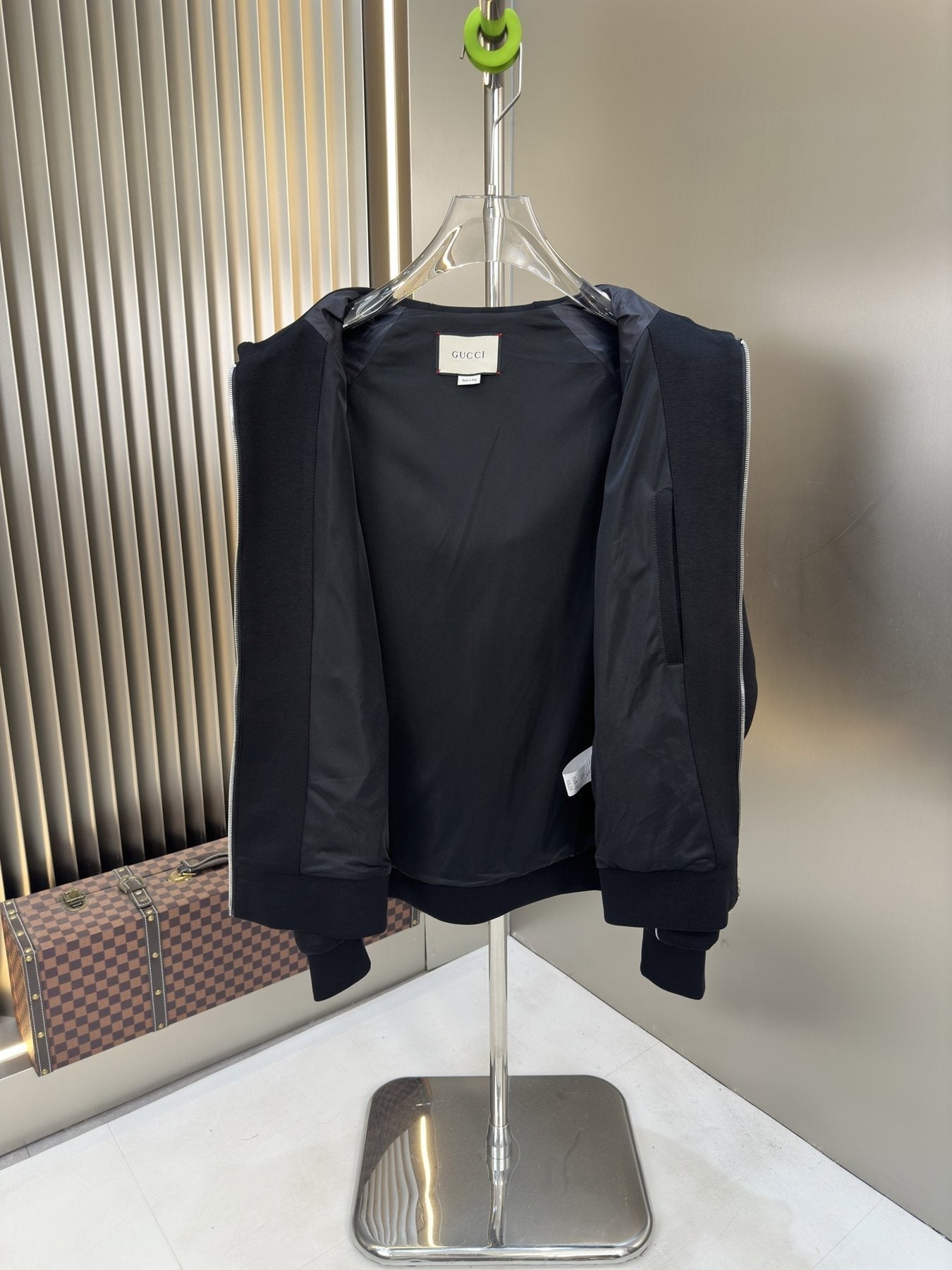 Gucci Hooded Contrast-Piping Jacket — detail