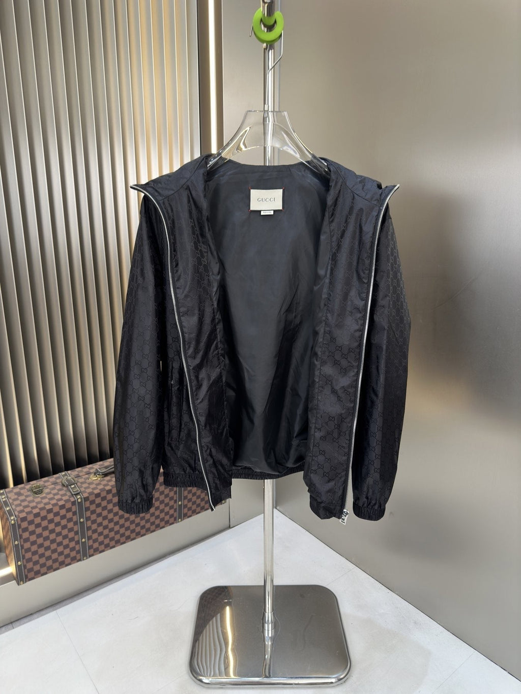 Gucci Tonal Monogram Hooded Zip Jacket — detail