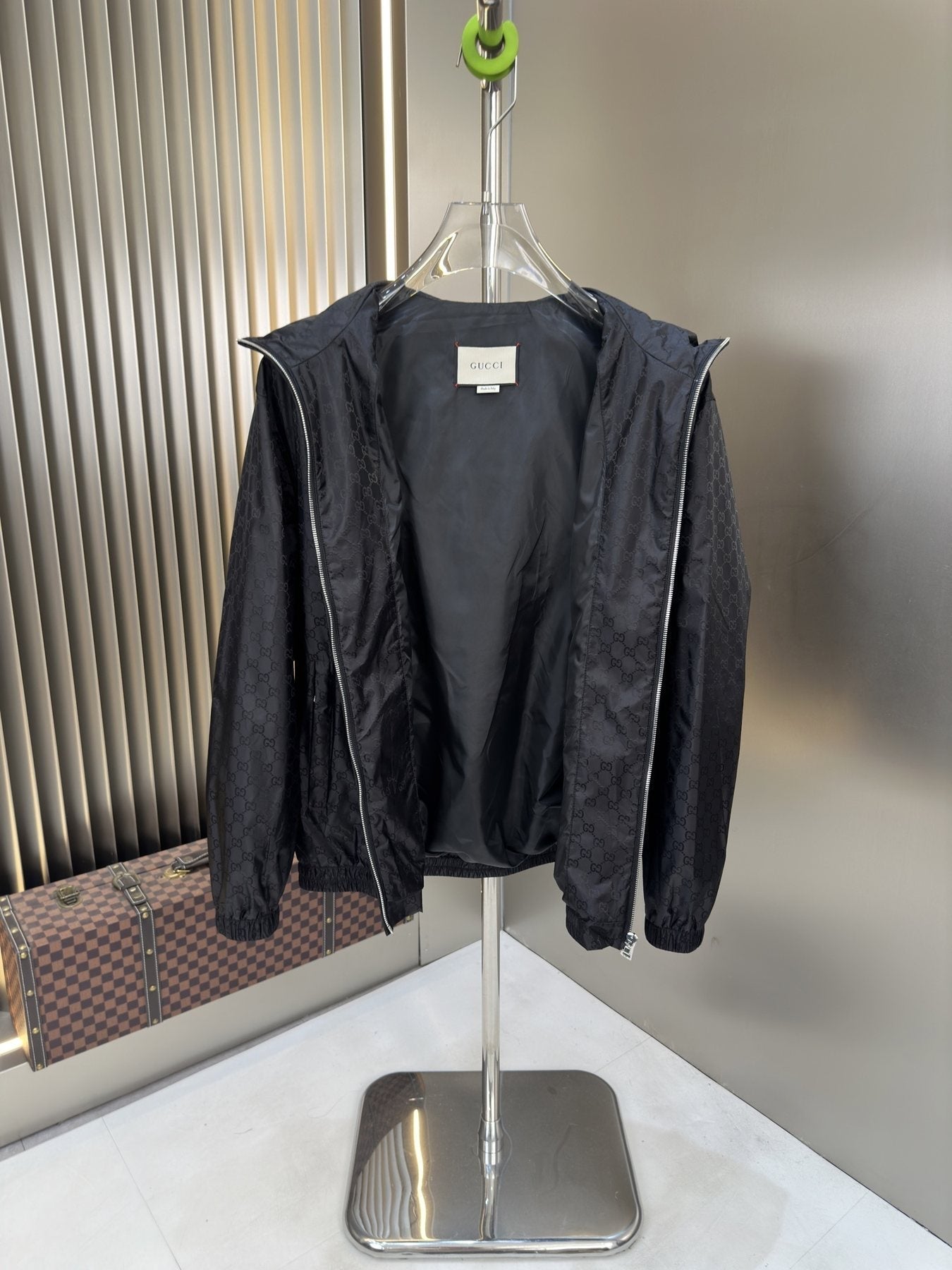 Gucci Tonal Monogram Hooded Zip Jacket — detail