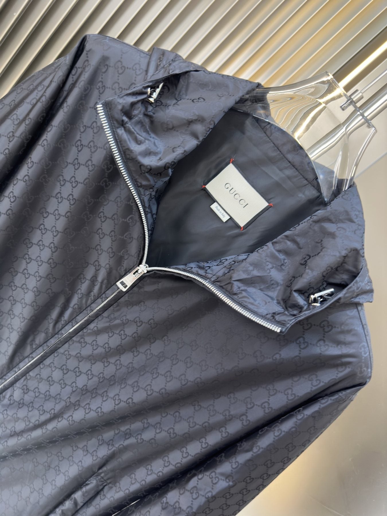Gucci Tonal Monogram Hooded Zip Jacket — neck_label