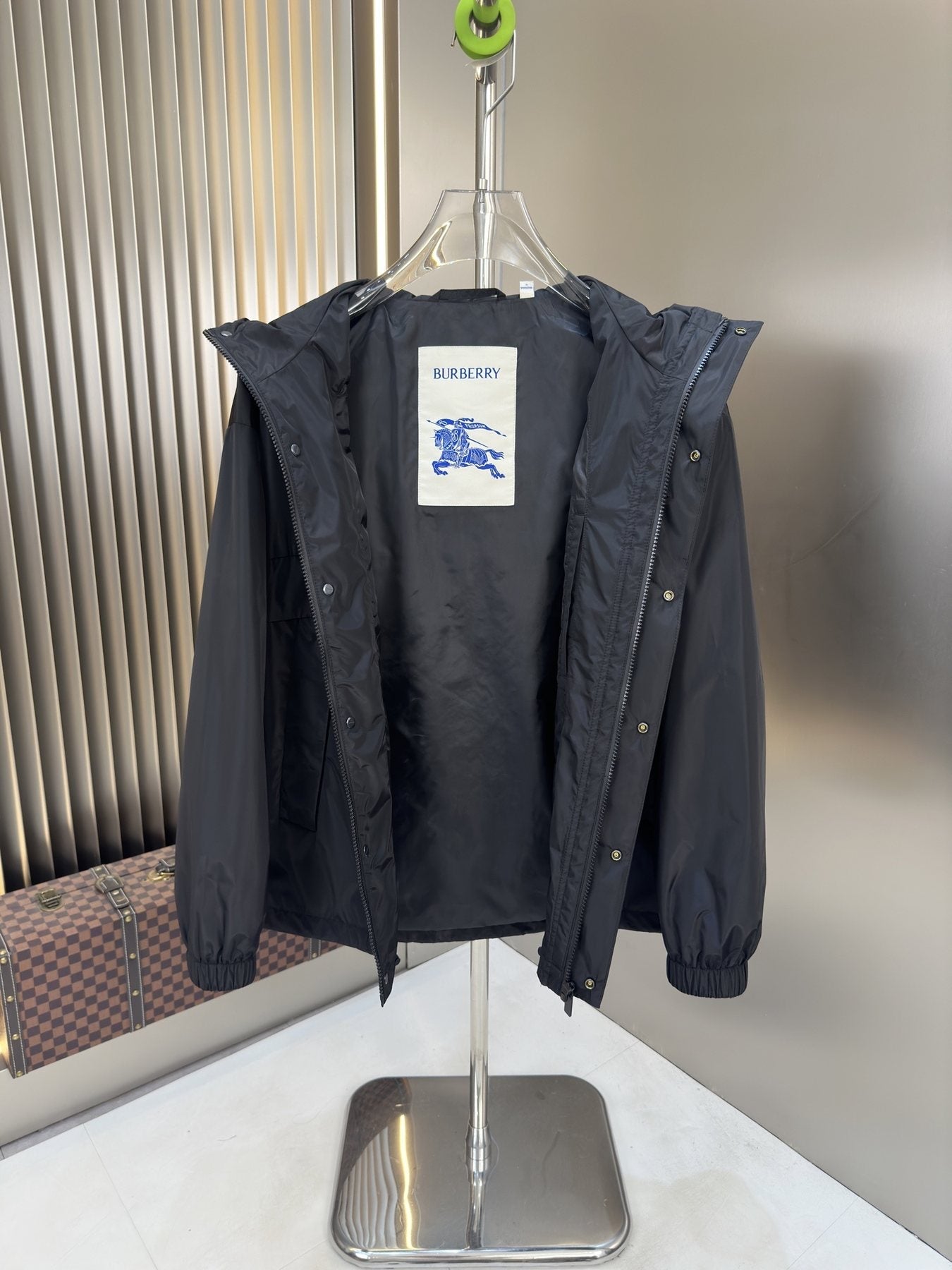 Burberry Black Hooded Zip-Front Jacket — detail