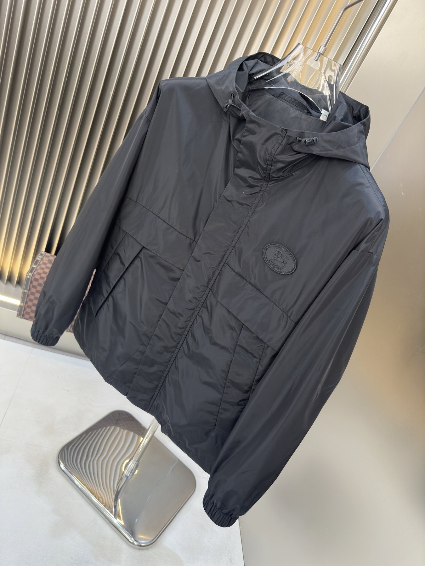 Burberry Black Hooded Zip-Front Jacket — front