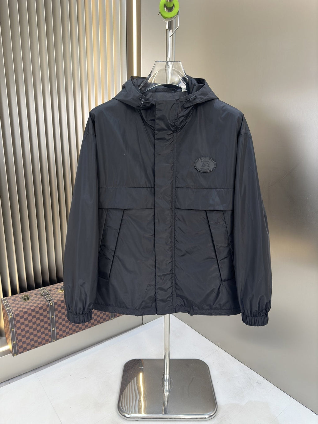 Burberry Black Hooded Zip-Front Jacket — hero